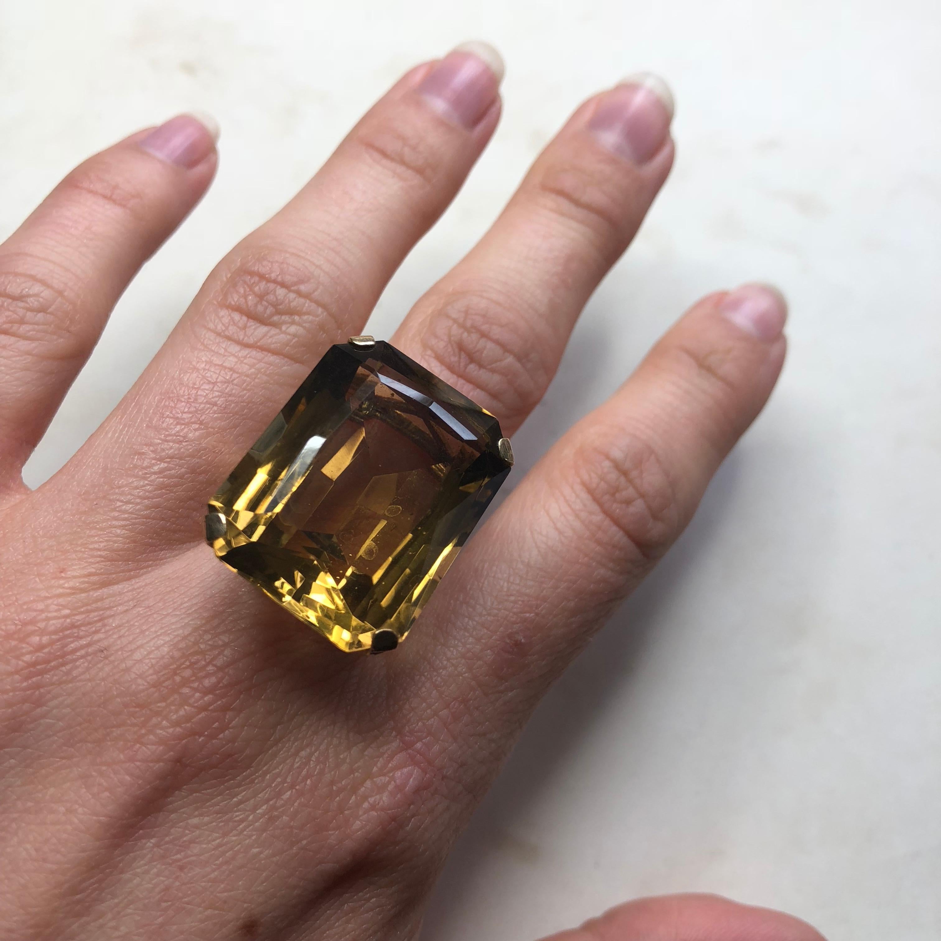 Late Edwardian Citrine and 9 Carat Gold Cocktail Ring 3