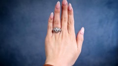 Late Edwardian Diamond Platinum Three Stone Filigree Ring