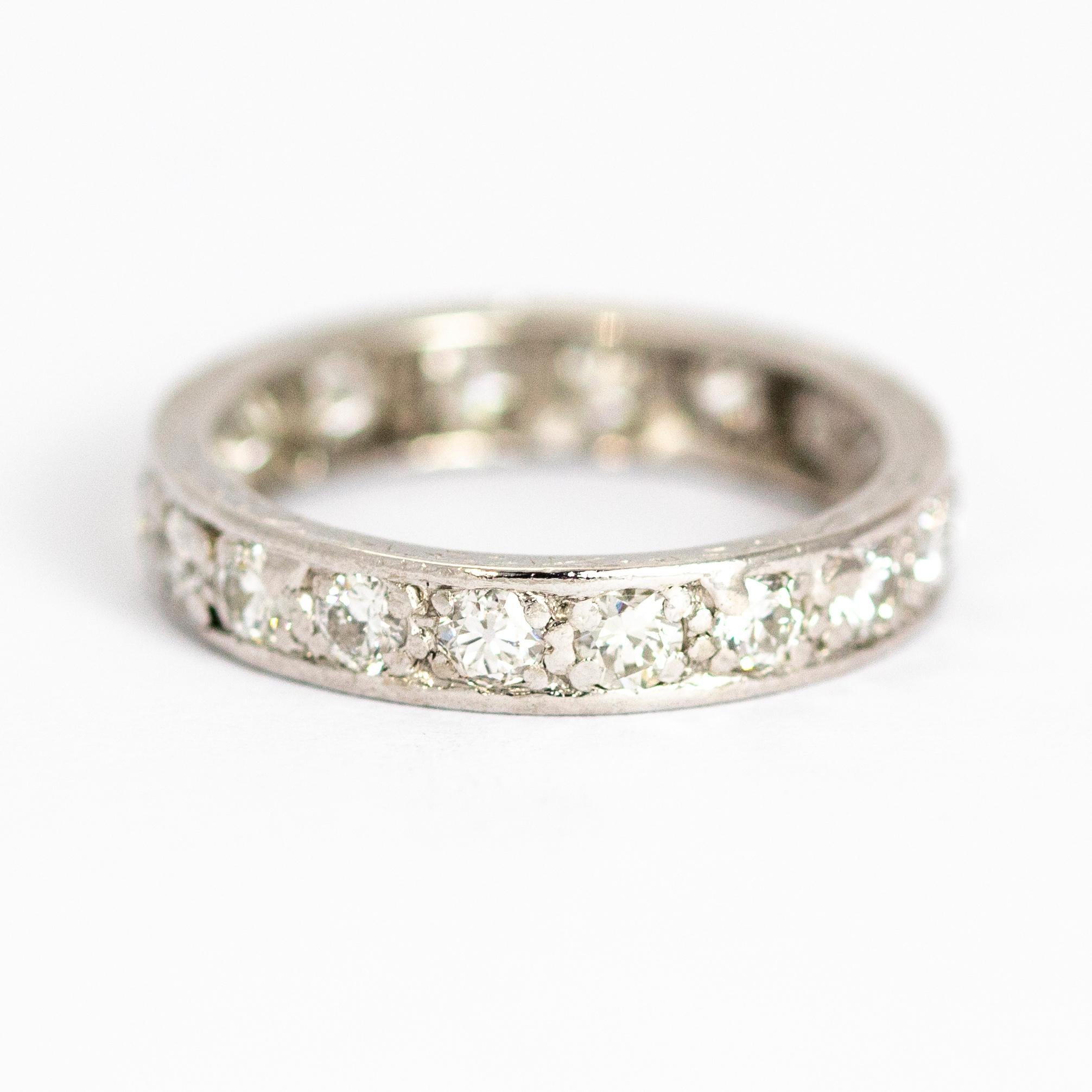 Late Edwardian Diamond Total 2 Carat and Platinum Eternity Band In Good Condition In Chipping Campden, GB