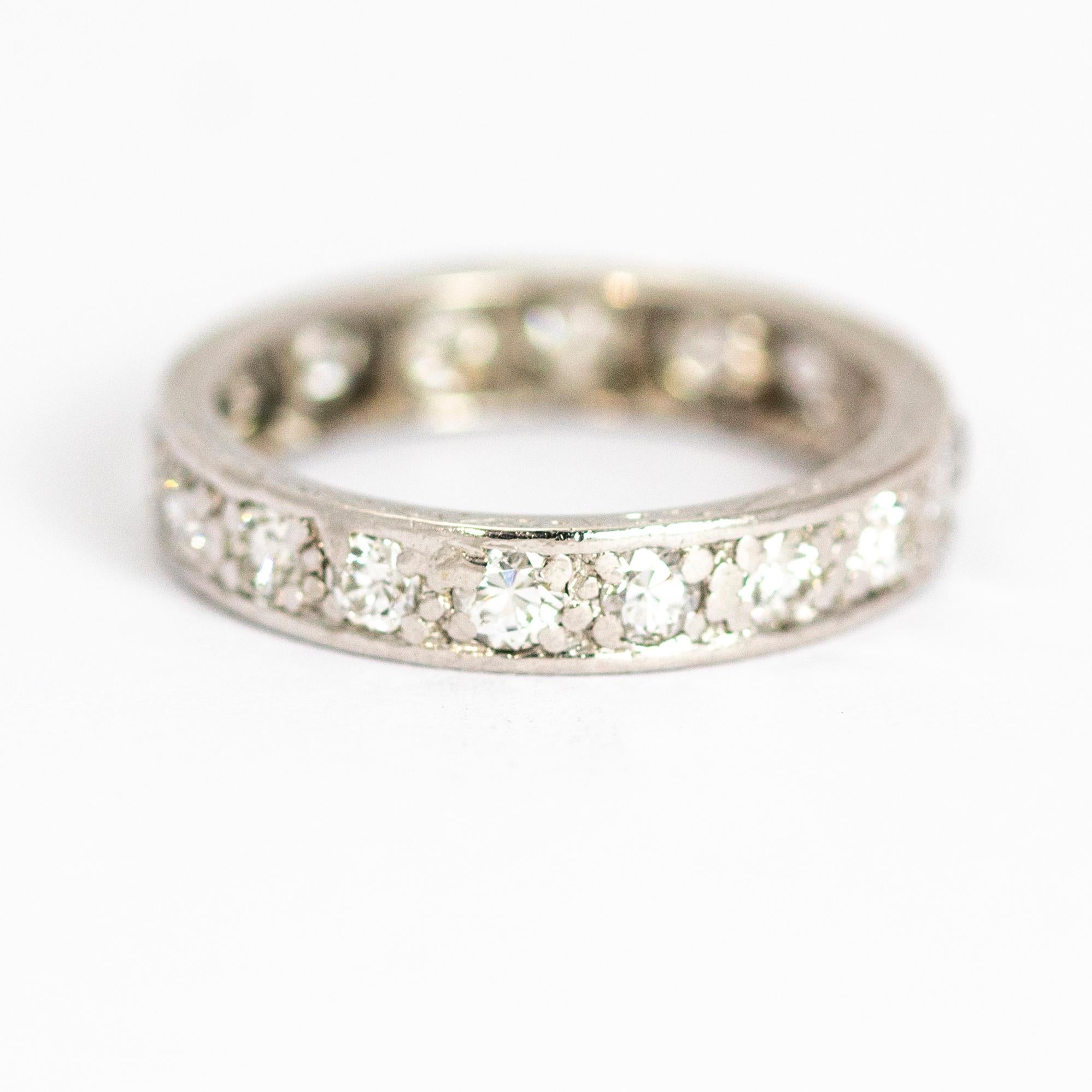 Women's or Men's Late Edwardian Diamond Total 2 Carat and Platinum Eternity Band