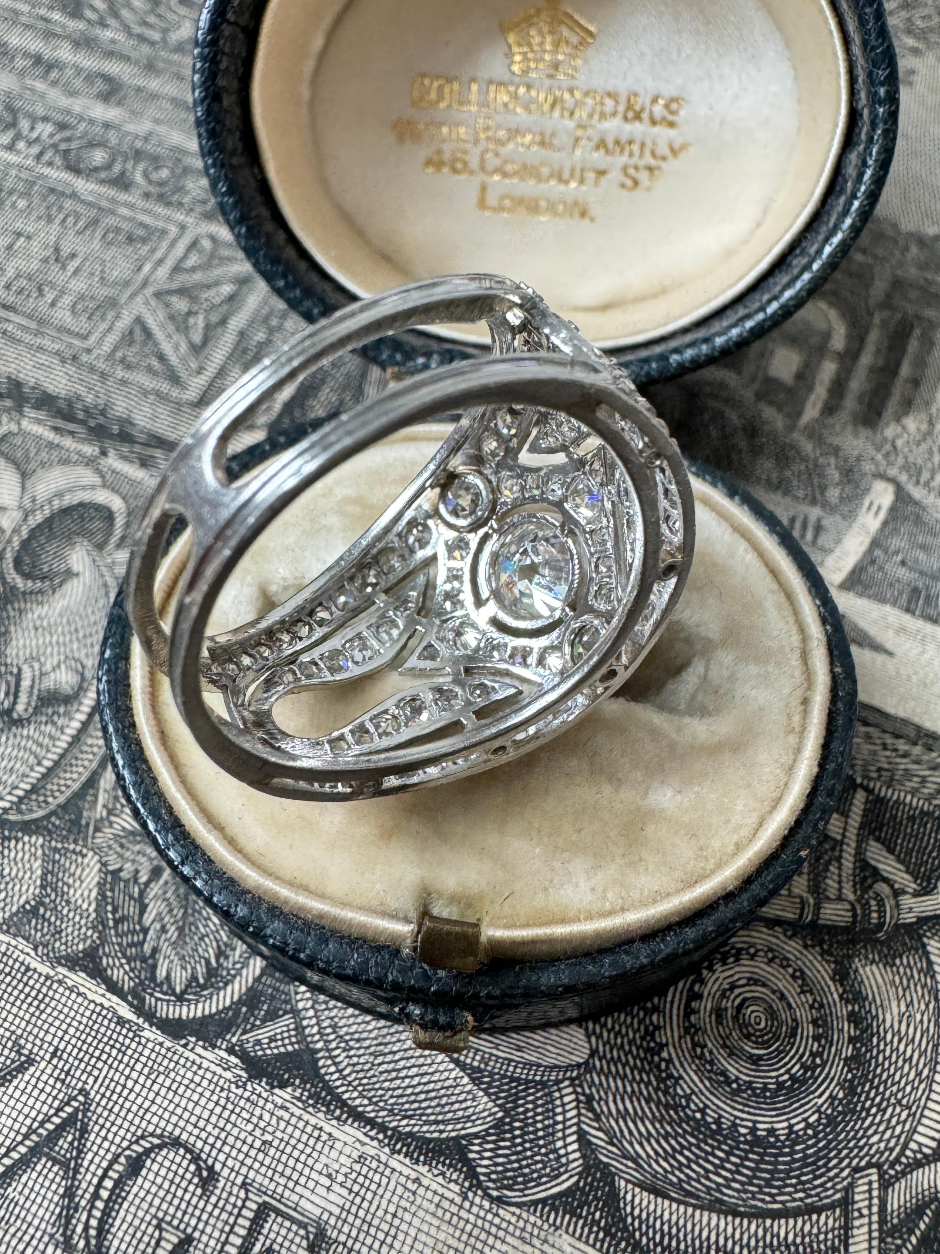 Late Edwardian Platinum and Diamond Cigar Band Ring In Excellent Condition For Sale In Hummelstown, PA