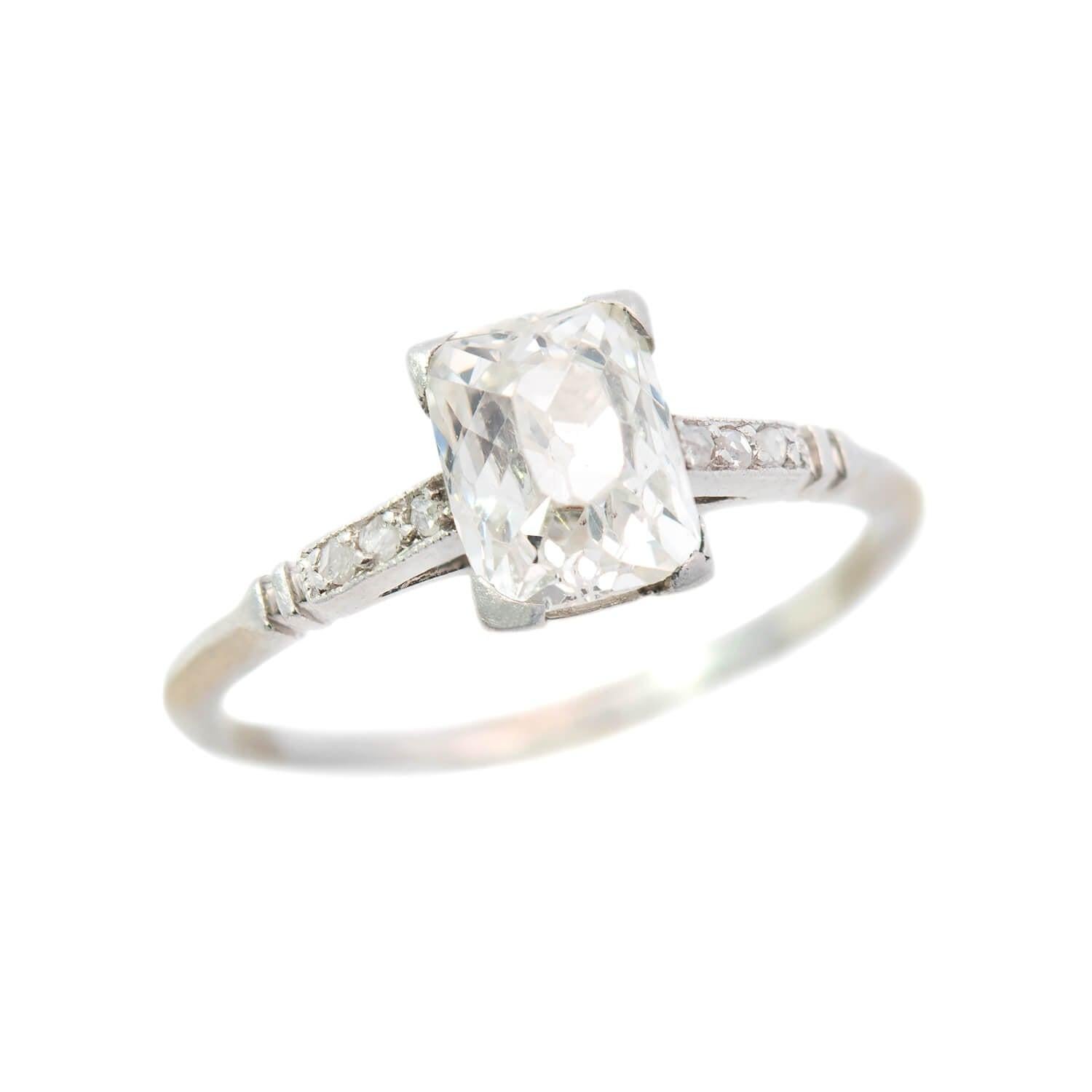 Late Edwardian Platinum Rare Peruzzi Cut Diamond Ring 1.10ct For Sale