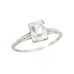 Antique Late Edwardian Platinum Rare Peruzzi Cut Diamond Ring 1.10ct