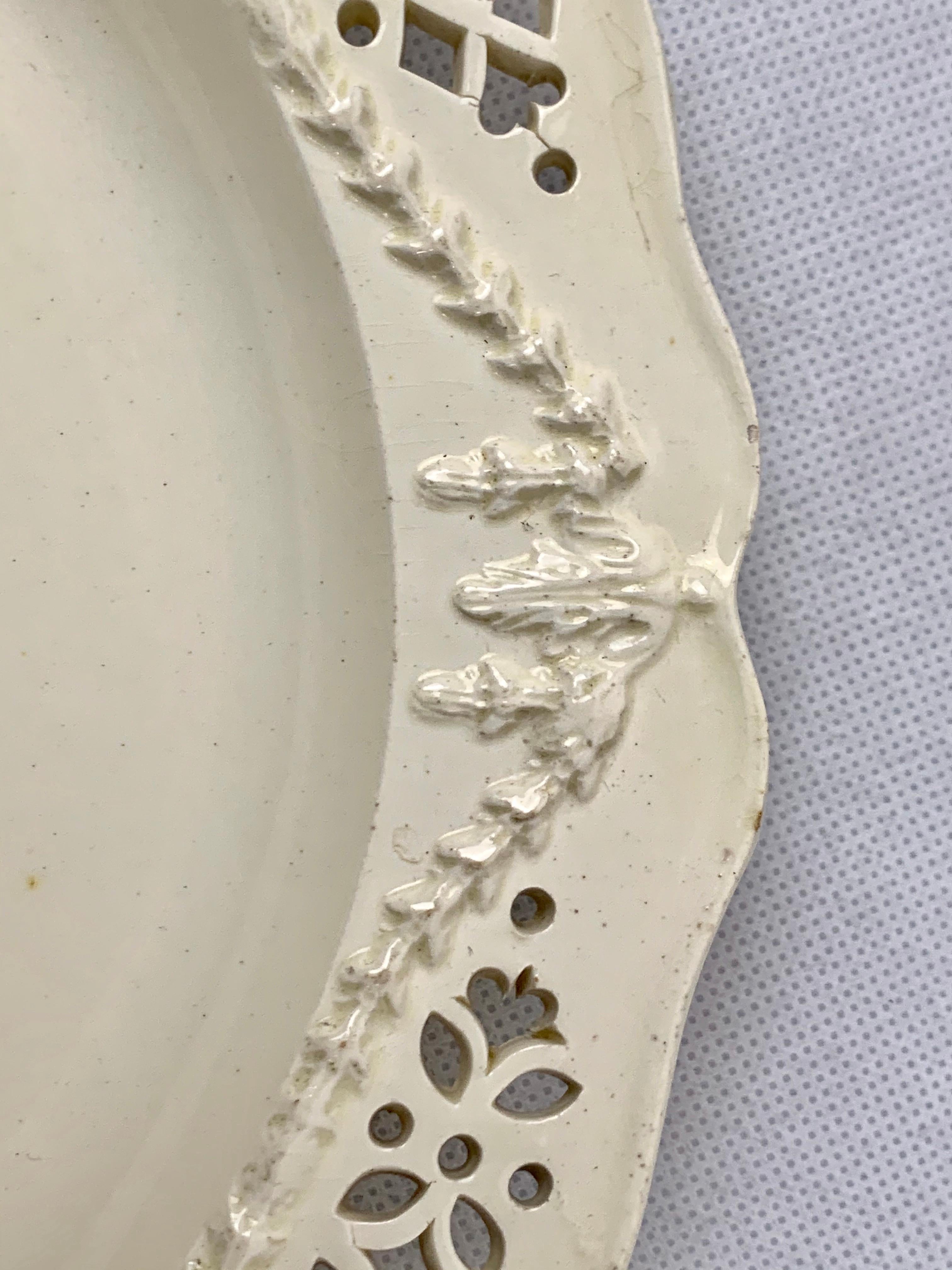 Georgian Antique Reticulated Creamware Plate-England, Late 18th Century