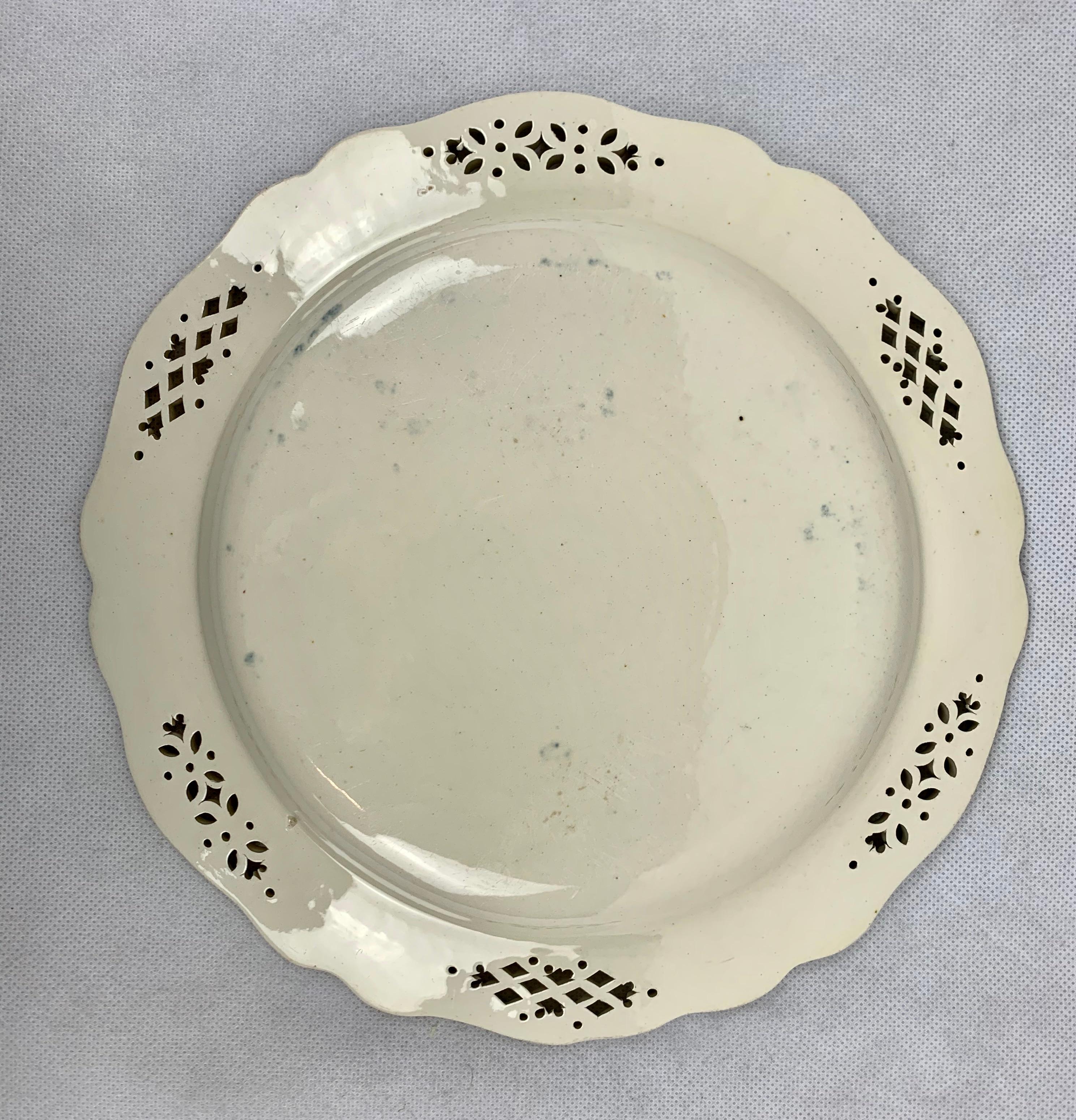 Hand-Crafted Antique Reticulated Creamware Plate-England, Late 18th Century