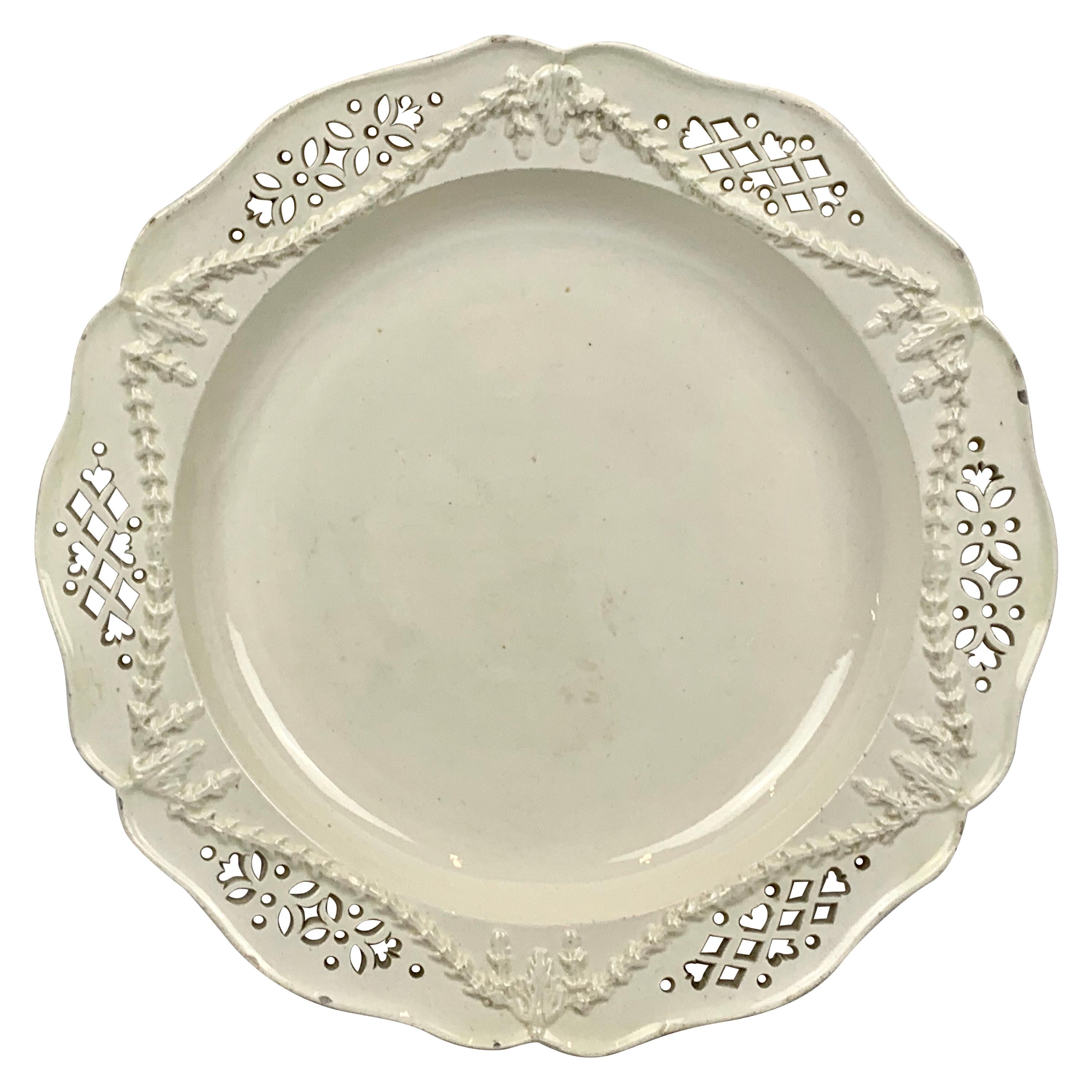 Antique Reticulated Creamware Plate-England, Late 18th Century