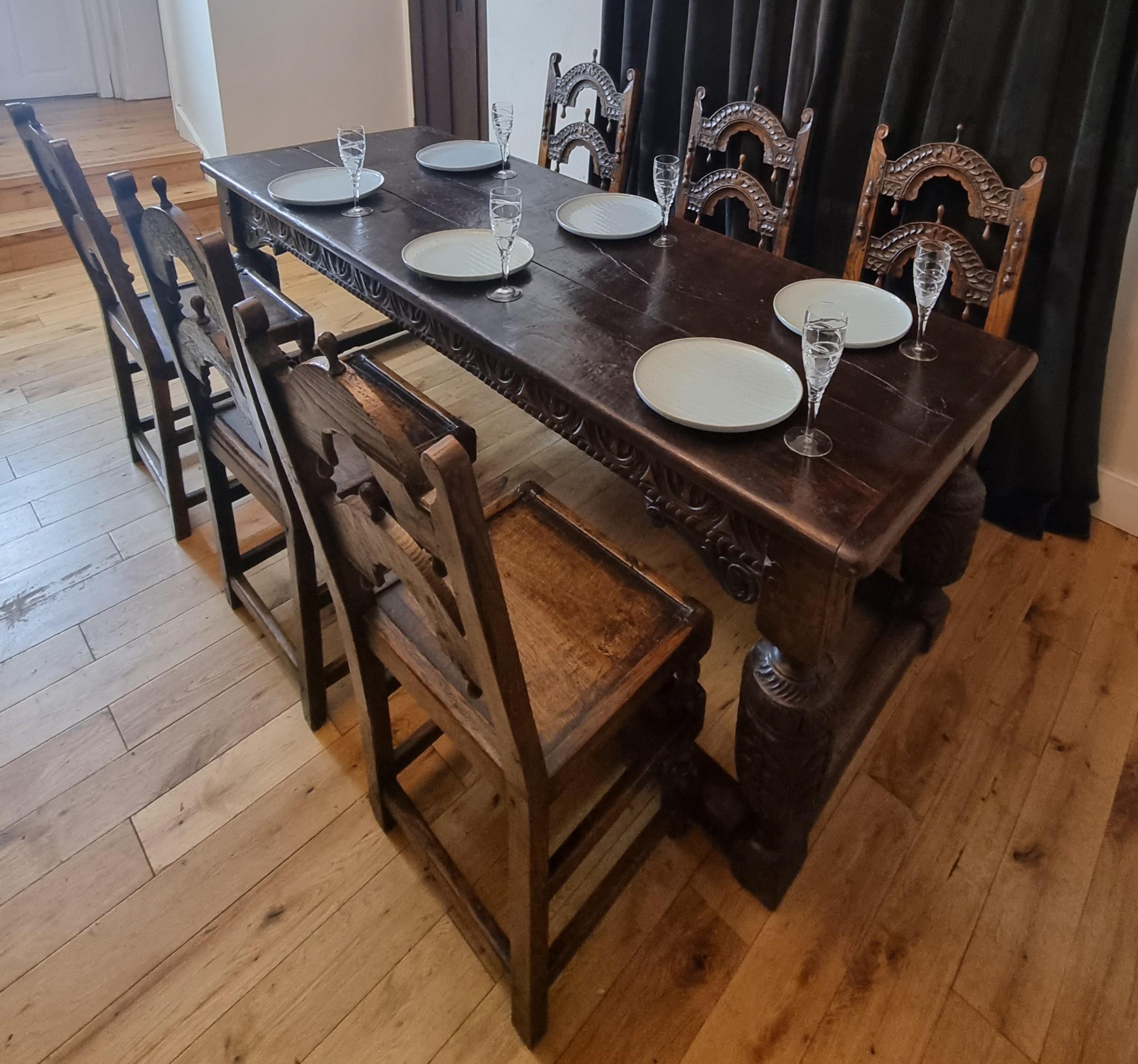 British Late Elizabethan Oak Refectory Table , Circa 1600 