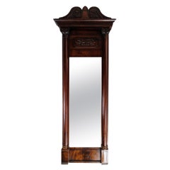 Late Empire Antique Mirror Made In Mahogany From 1840s
