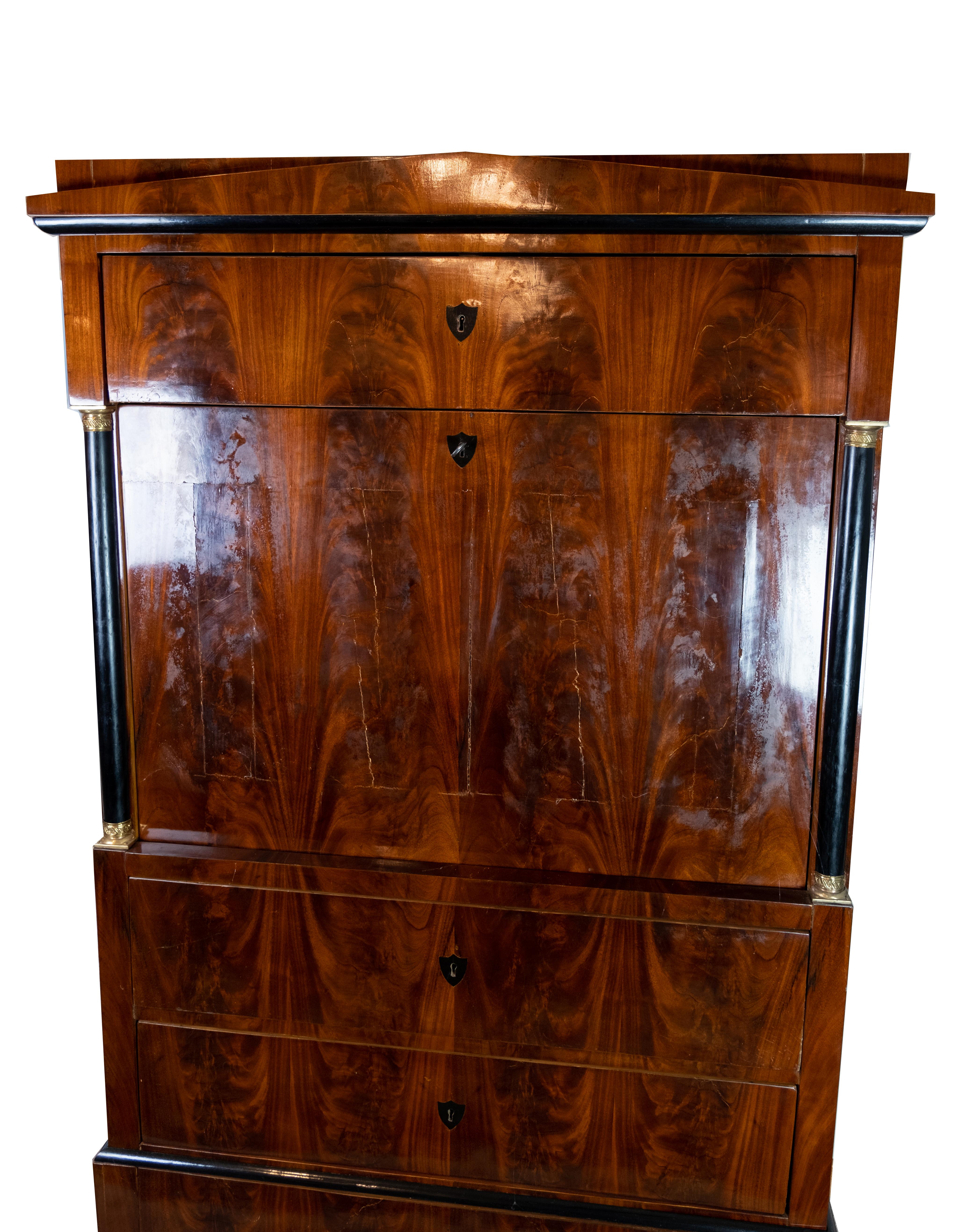 Danish Late Empire Cabinet of Handpolished Mahogany and of Cherry on the Inside, 1840
