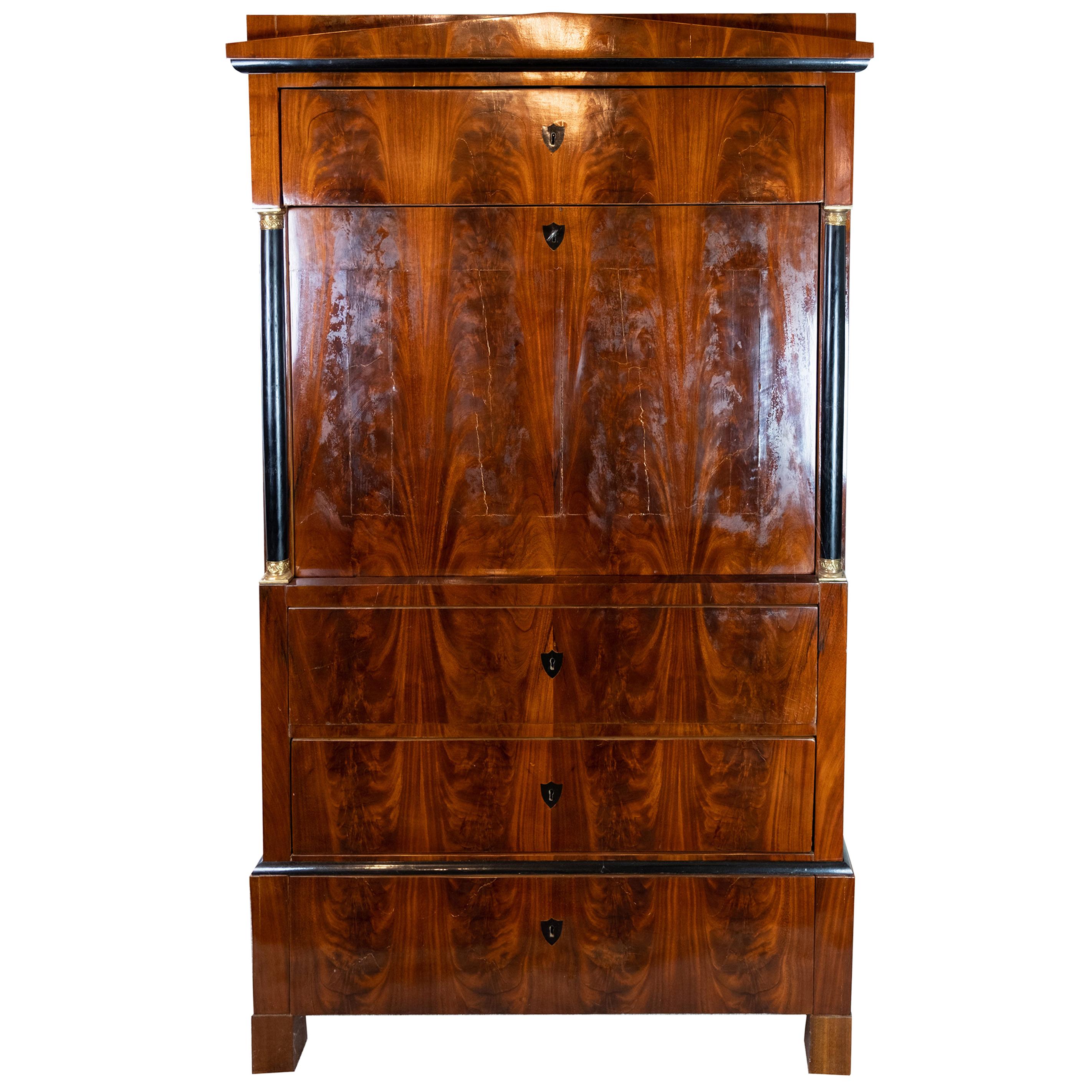 Late Empire Cabinet of Handpolished Mahogany and of Cherry on the Inside, 1840