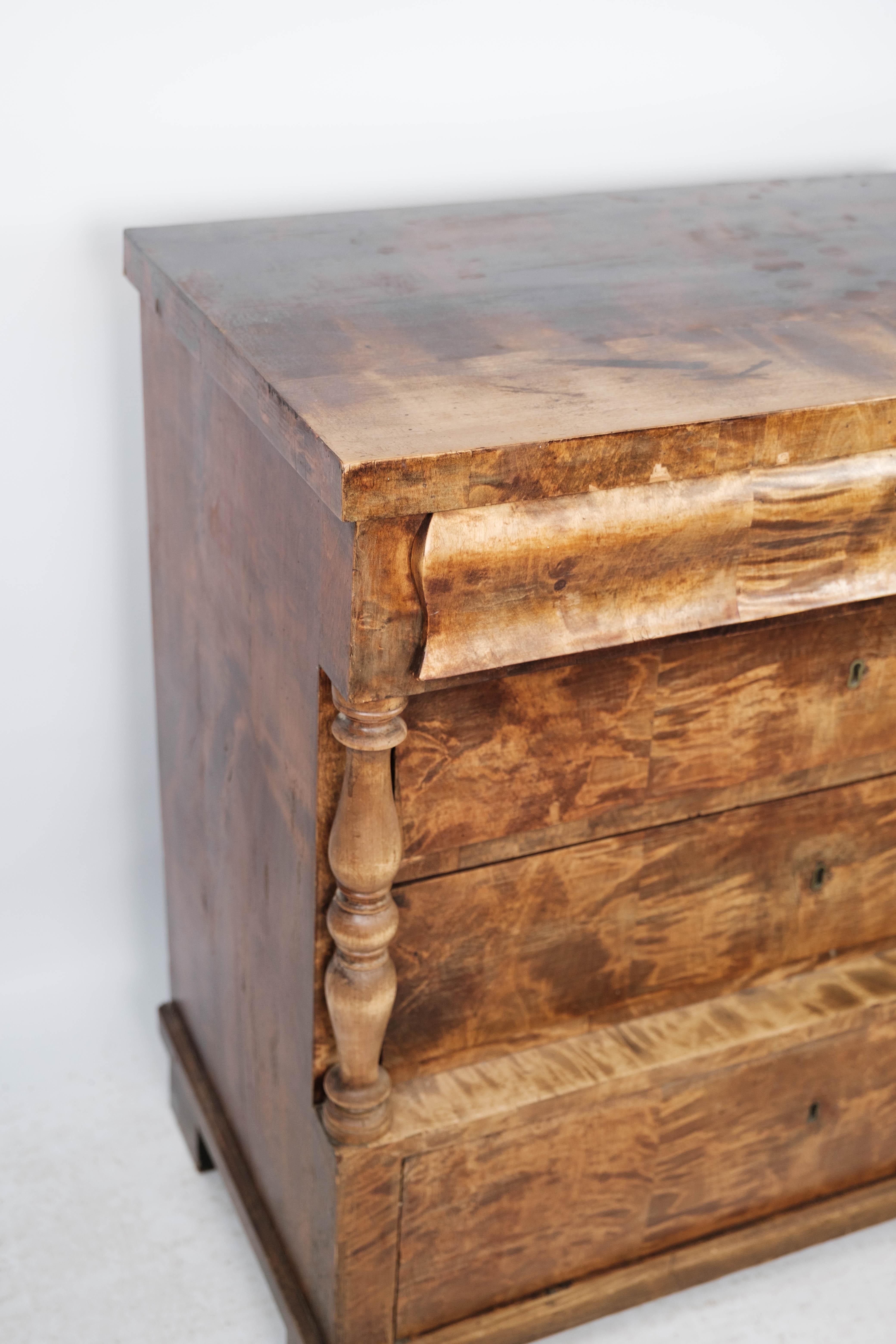 Danish Late Empire Chest of Drawers of Birch Wood from around the 1840s