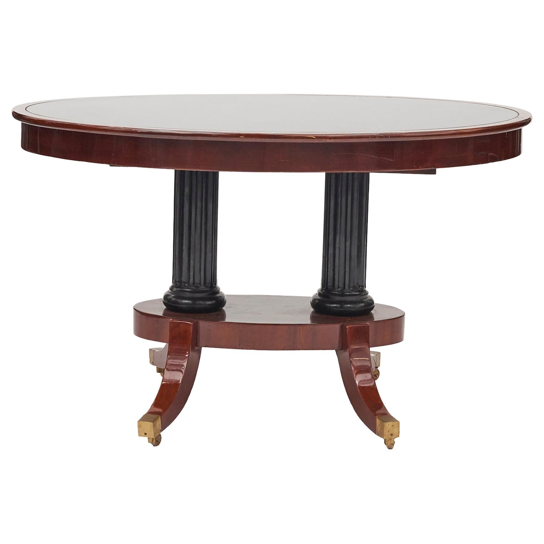 Late Empire Danish Mahogany Center Table with Black Glass Tabletop