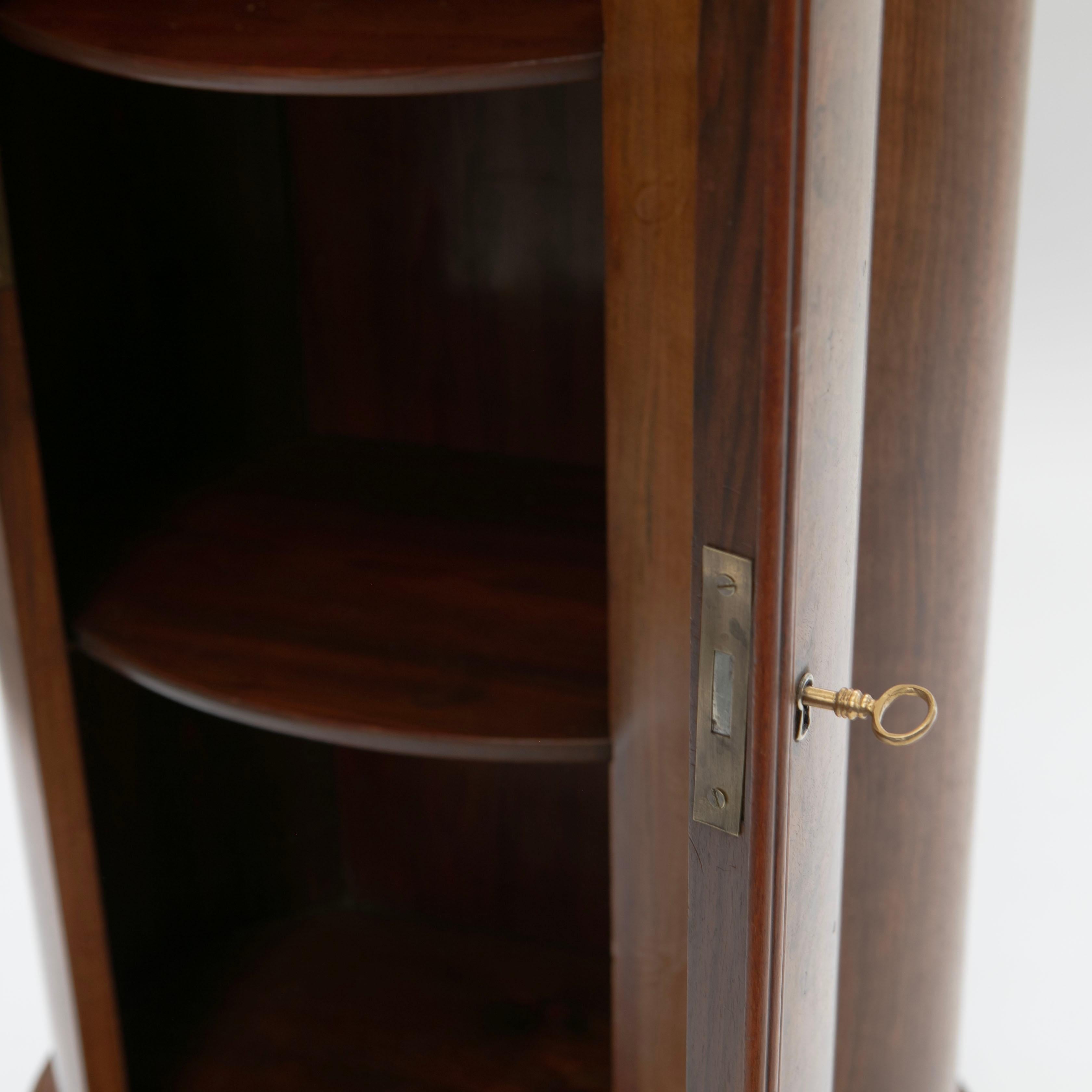 Late Empire Danish Oval Pedestal Cabinet in Walnut Root 7