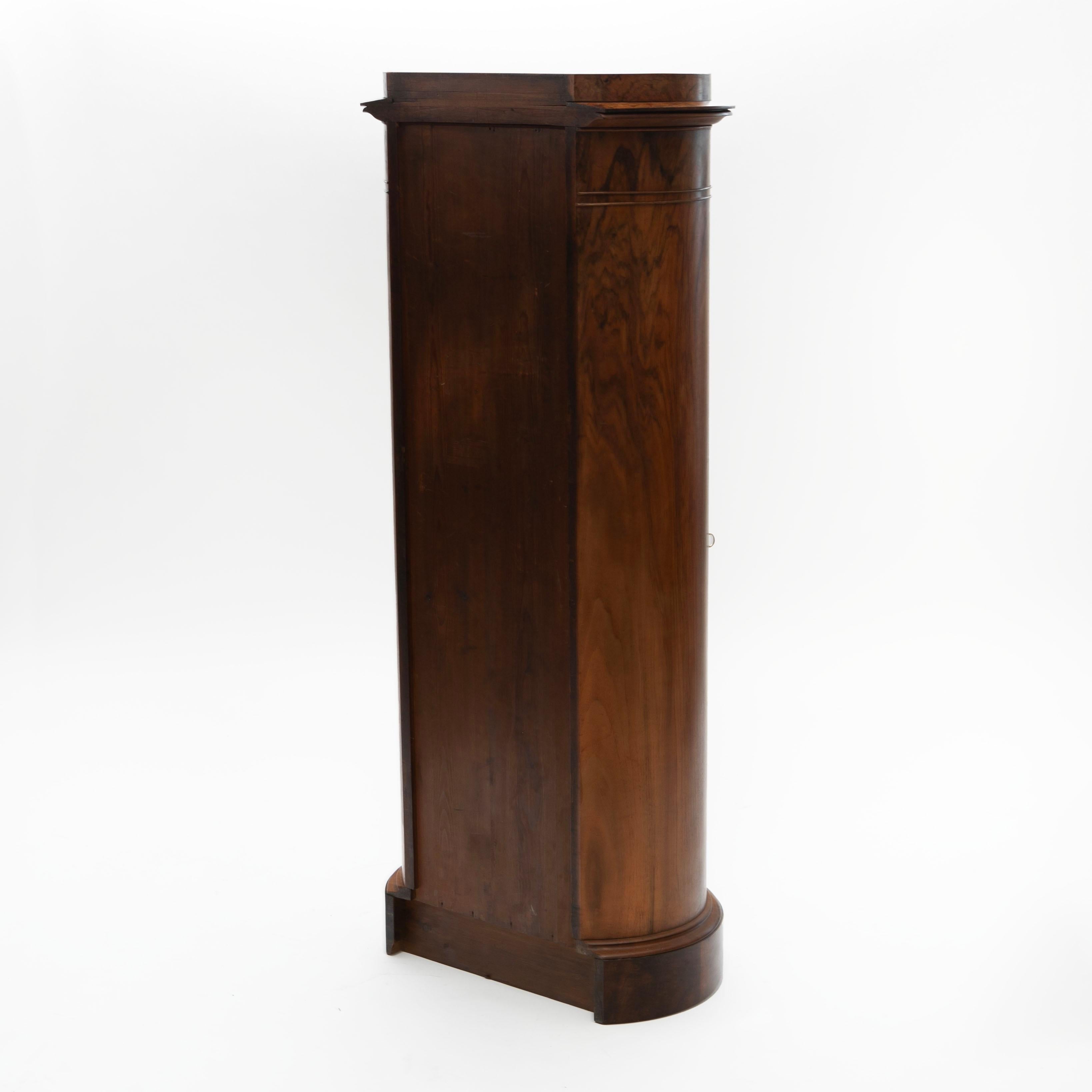 19th Century Late Empire Danish Oval Pedestal Cabinet in Walnut Root