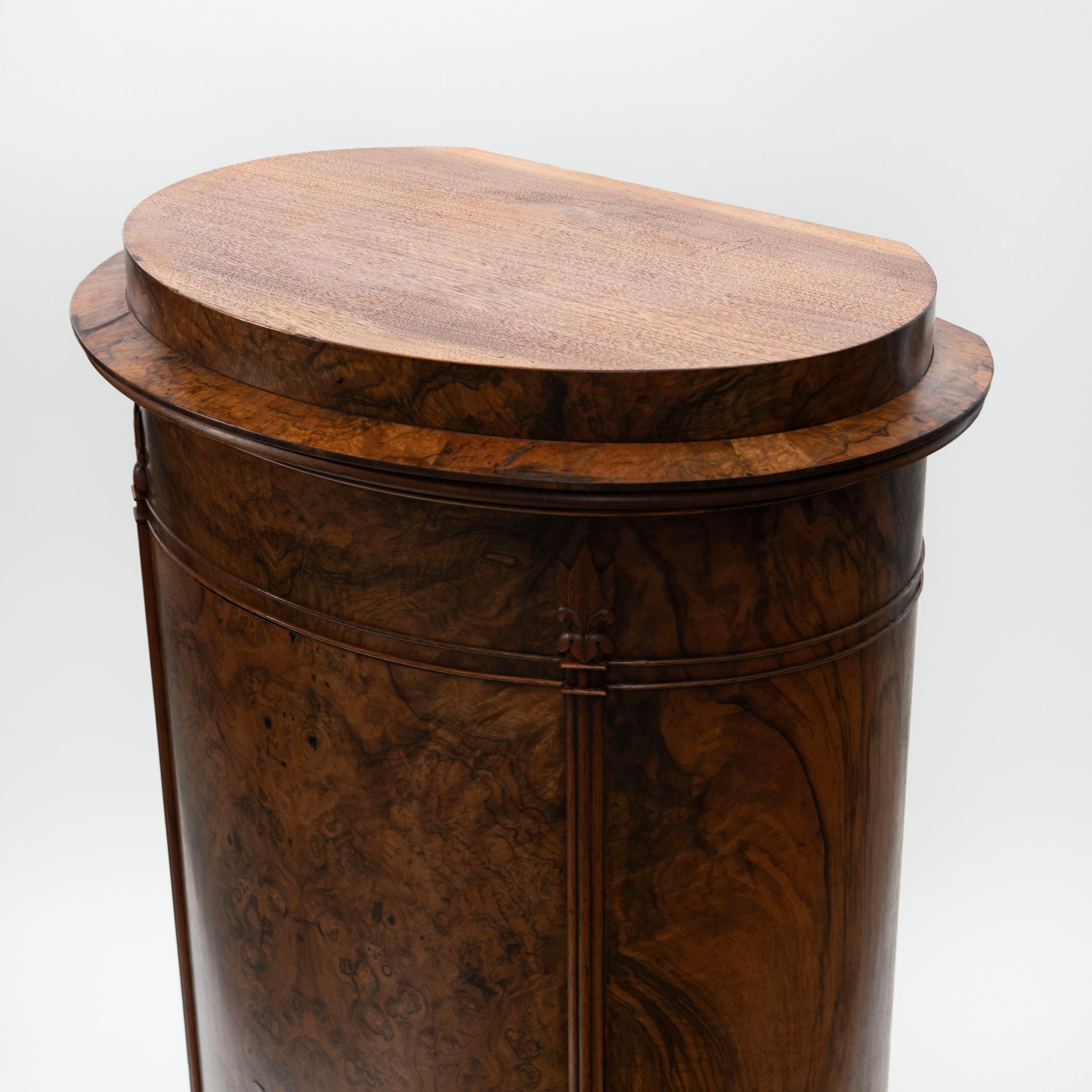 Late Empire Danish Oval Pedestal Cabinet in Walnut Root 2