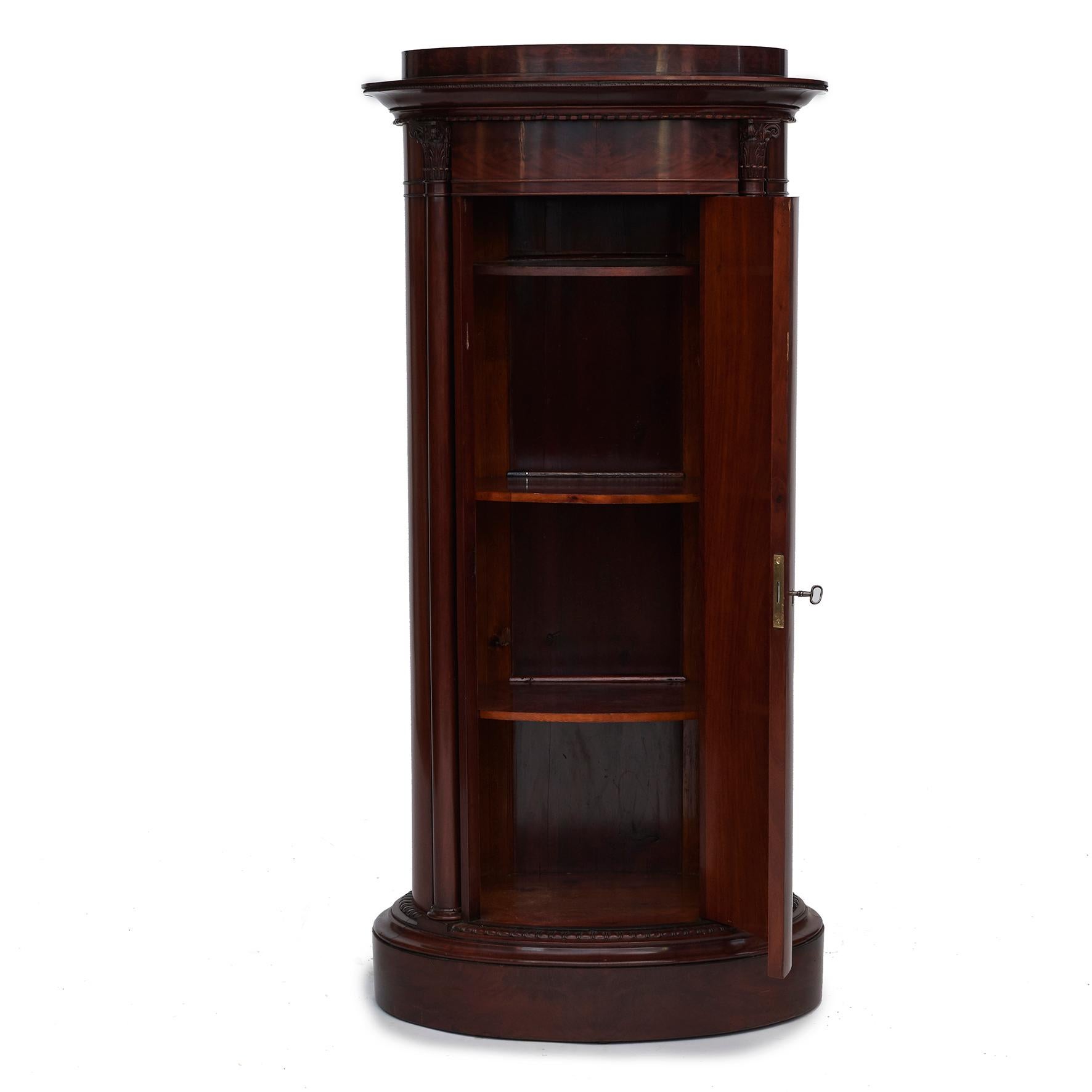Danish Late Empire Flamed Mahogany Pedestal Cabinet For Sale