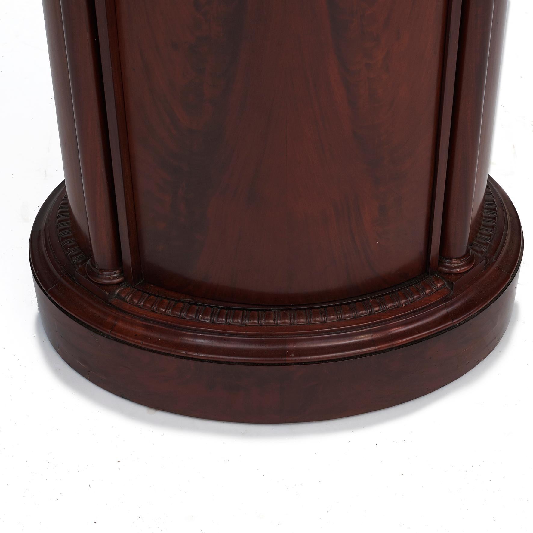 Polished Late Empire Flamed Mahogany Pedestal Cabinet For Sale