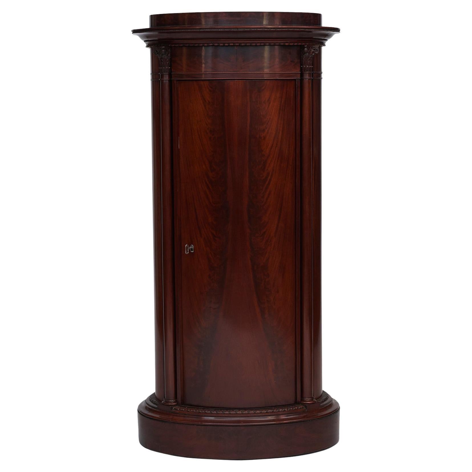 Late Empire Flamed Mahogany Pedestal Cabinet For Sale