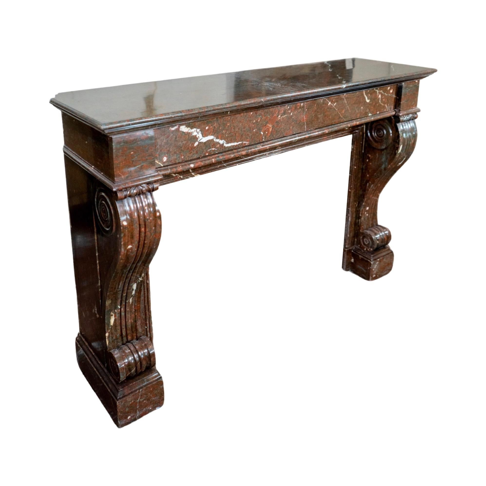 19th Century French Red Griottee Marble Mantel For Sale
