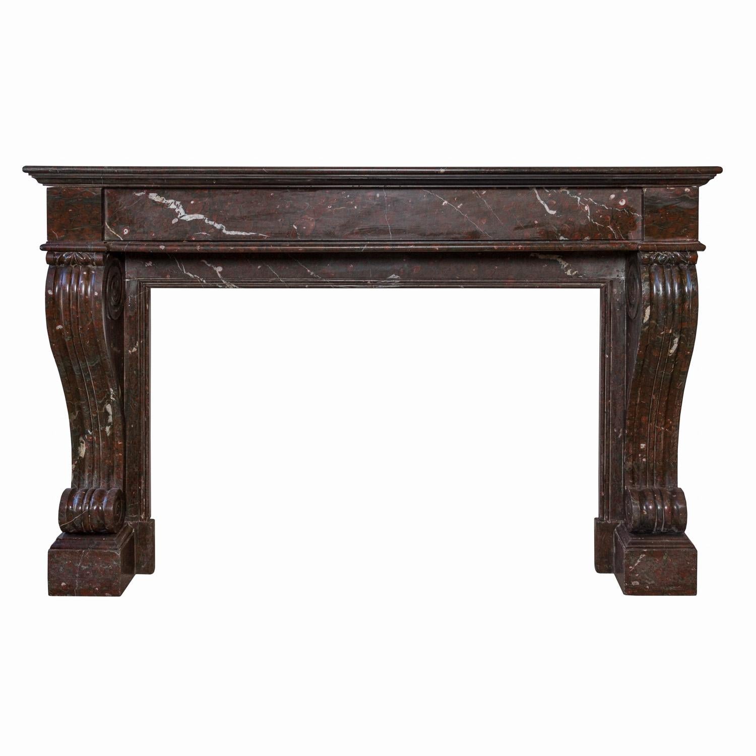 French Red Griottee Marble Mantel For Sale