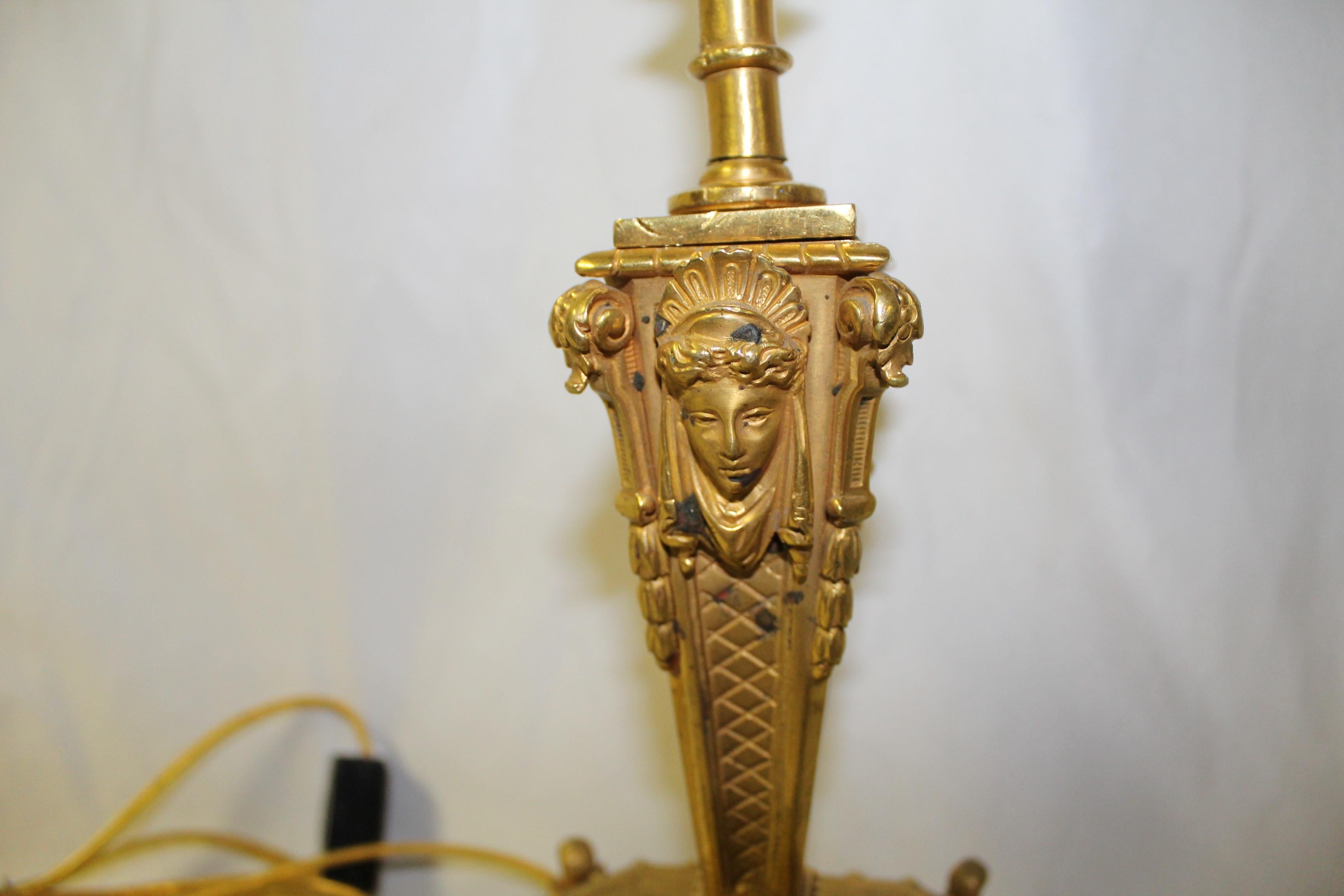 Late Empire Lamp Dore Gold Finish Single Socket For Sale 2