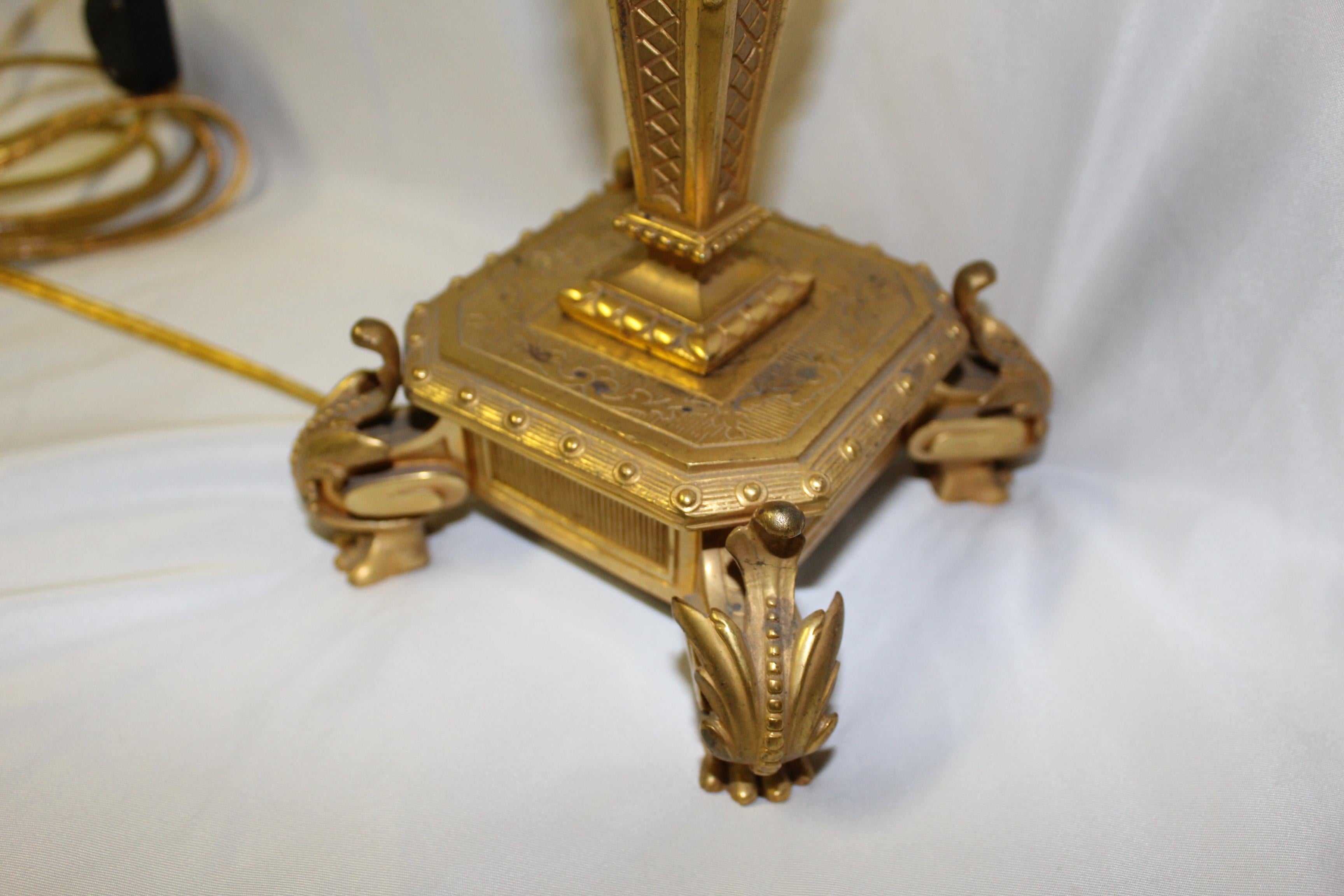 Empire Revival Late Empire Lamp Dore Gold Finish Single Socket For Sale