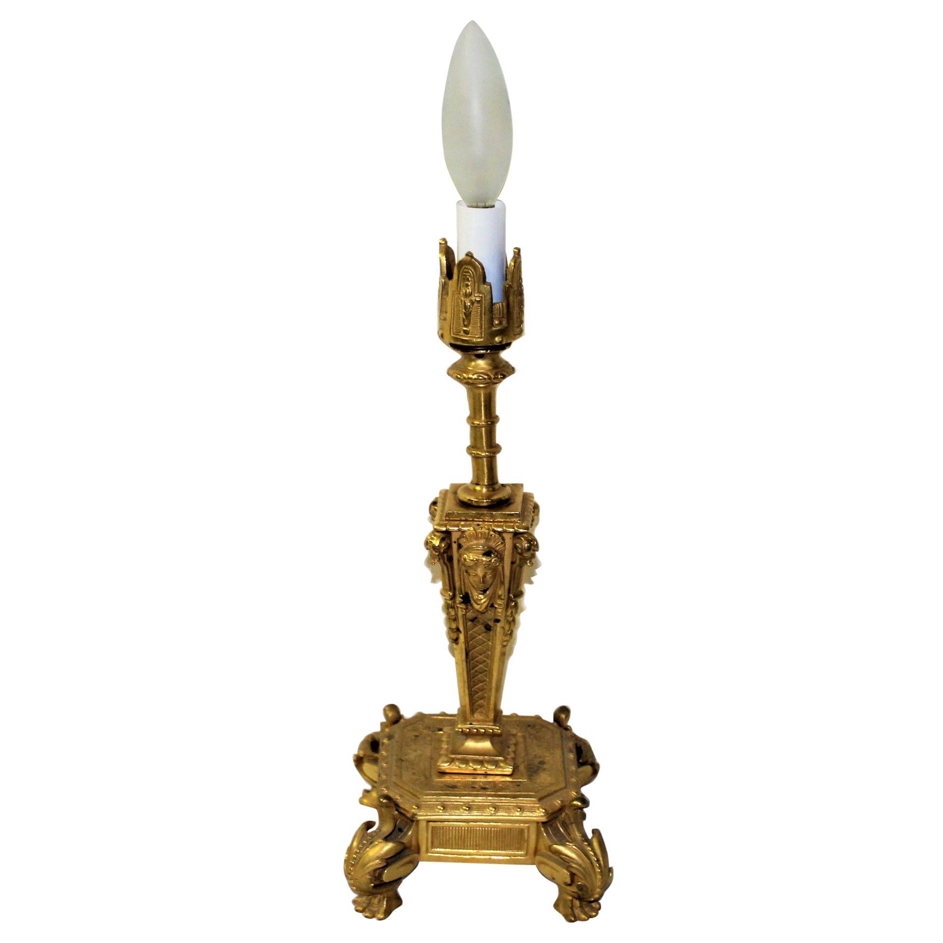 Late Empire Lamp Dore Gold Finish Single Socket