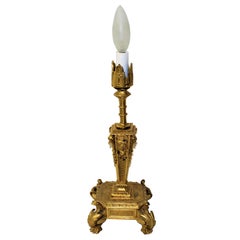 Antique Late Empire Lamp Dore Gold Finish Single Socket