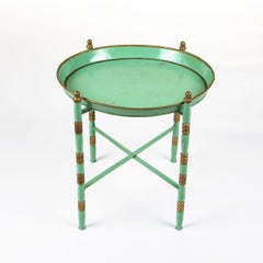 Mesa bandeja de metal pintada de verde claro Imperio tardío, Dinamarca