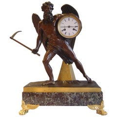 Antique Late Empire Period Clock of Chronos Carrying Away Time