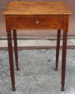 Late Federal Birdseye Maple Single Drawer Work Table