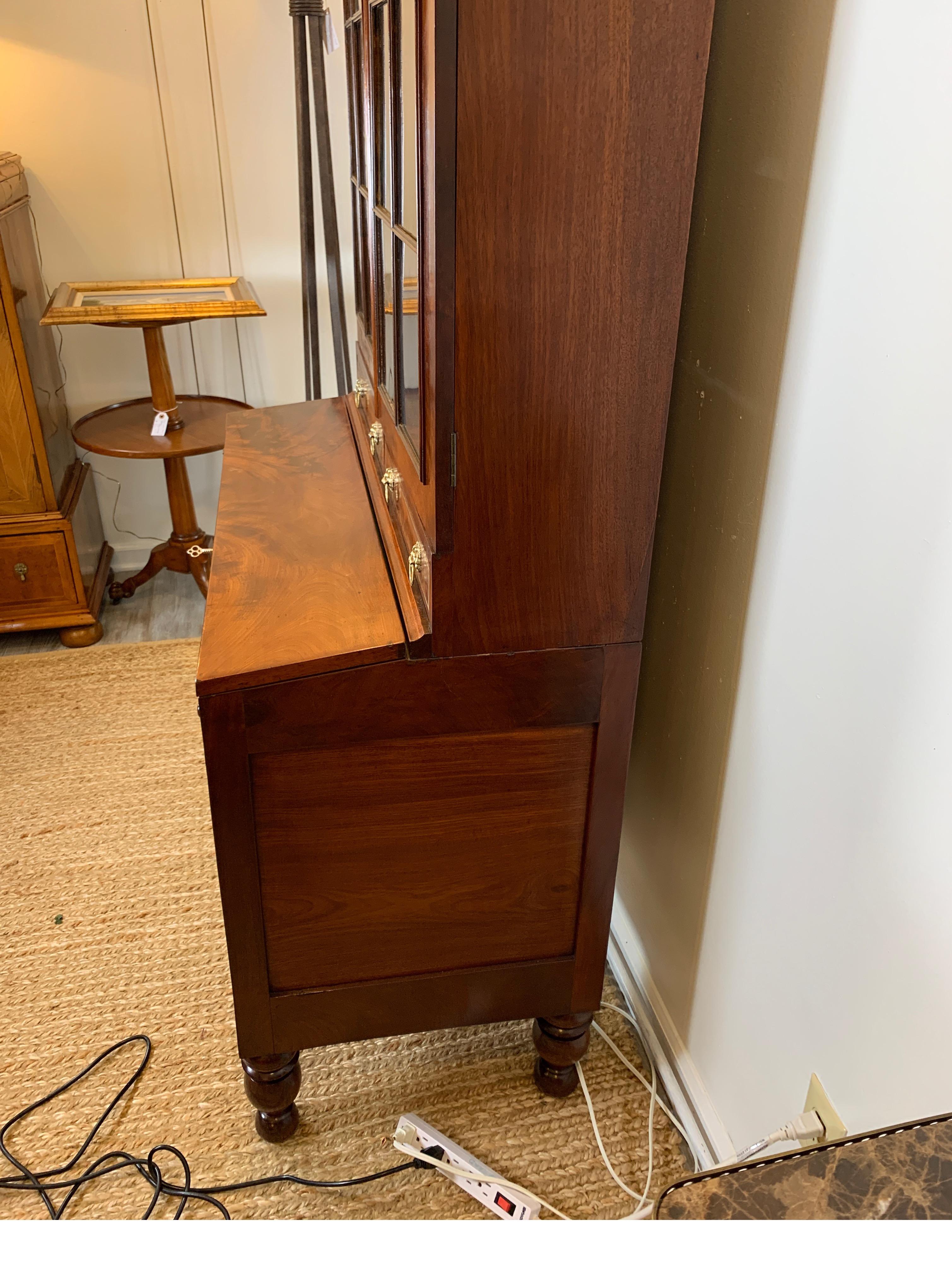 Late Federal Desk and Bookcase in Walnut with Brass Inlay, 1820-1830 10