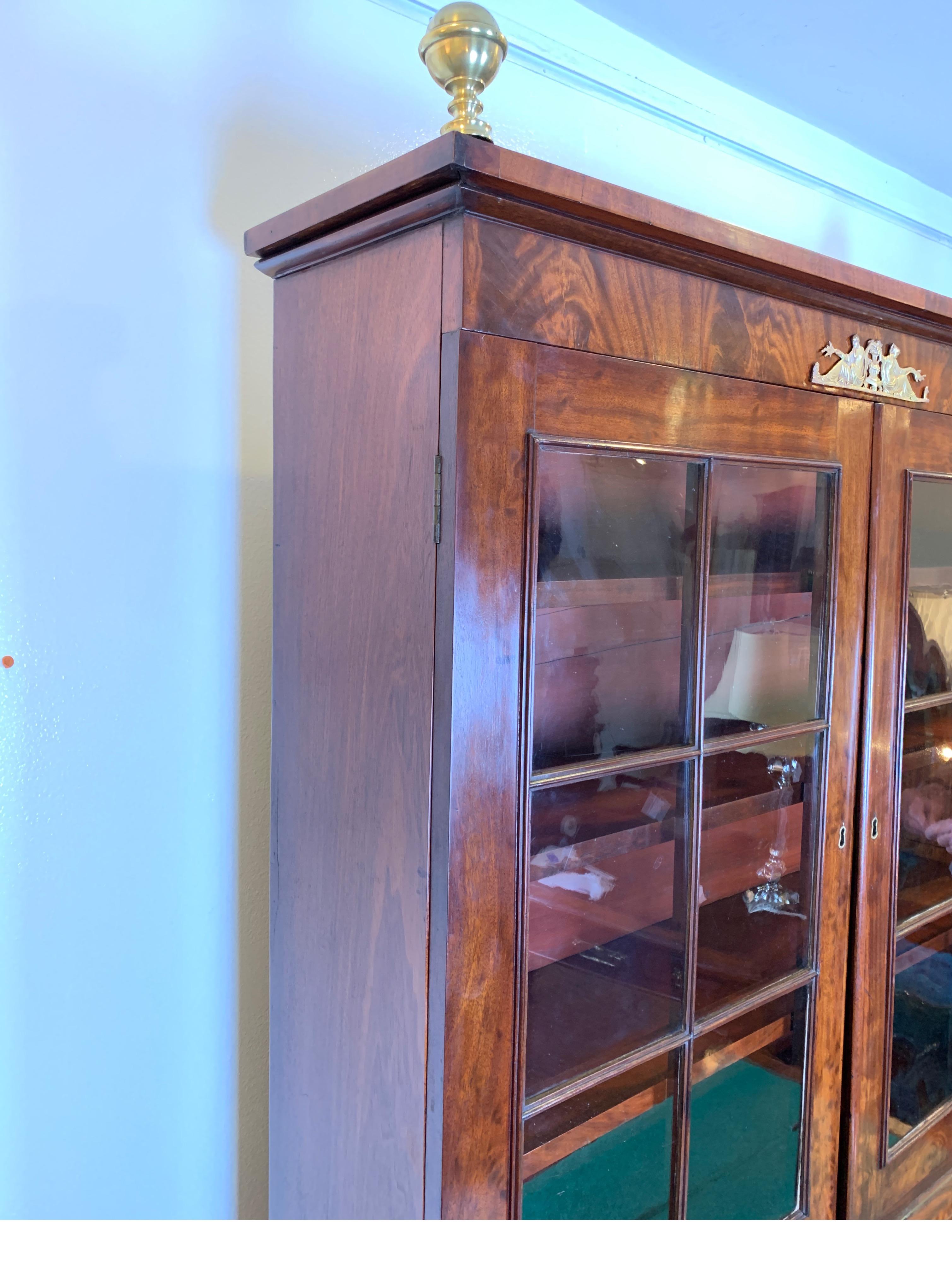 Late Federal Desk and Bookcase in Walnut with Brass Inlay, 1820-1830 1
