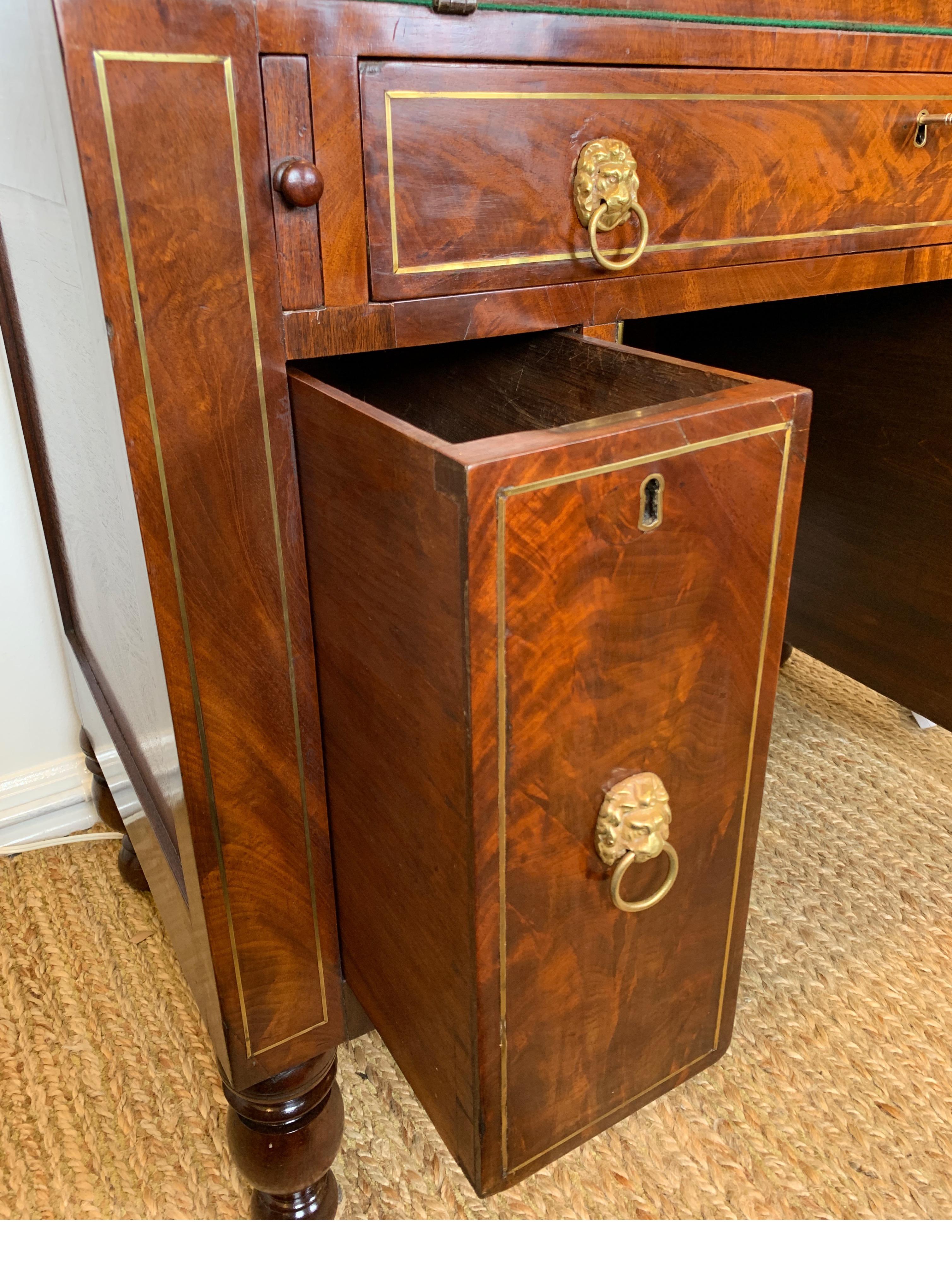 Late Federal Desk and Bookcase in Walnut with Brass Inlay, 1820-1830 2