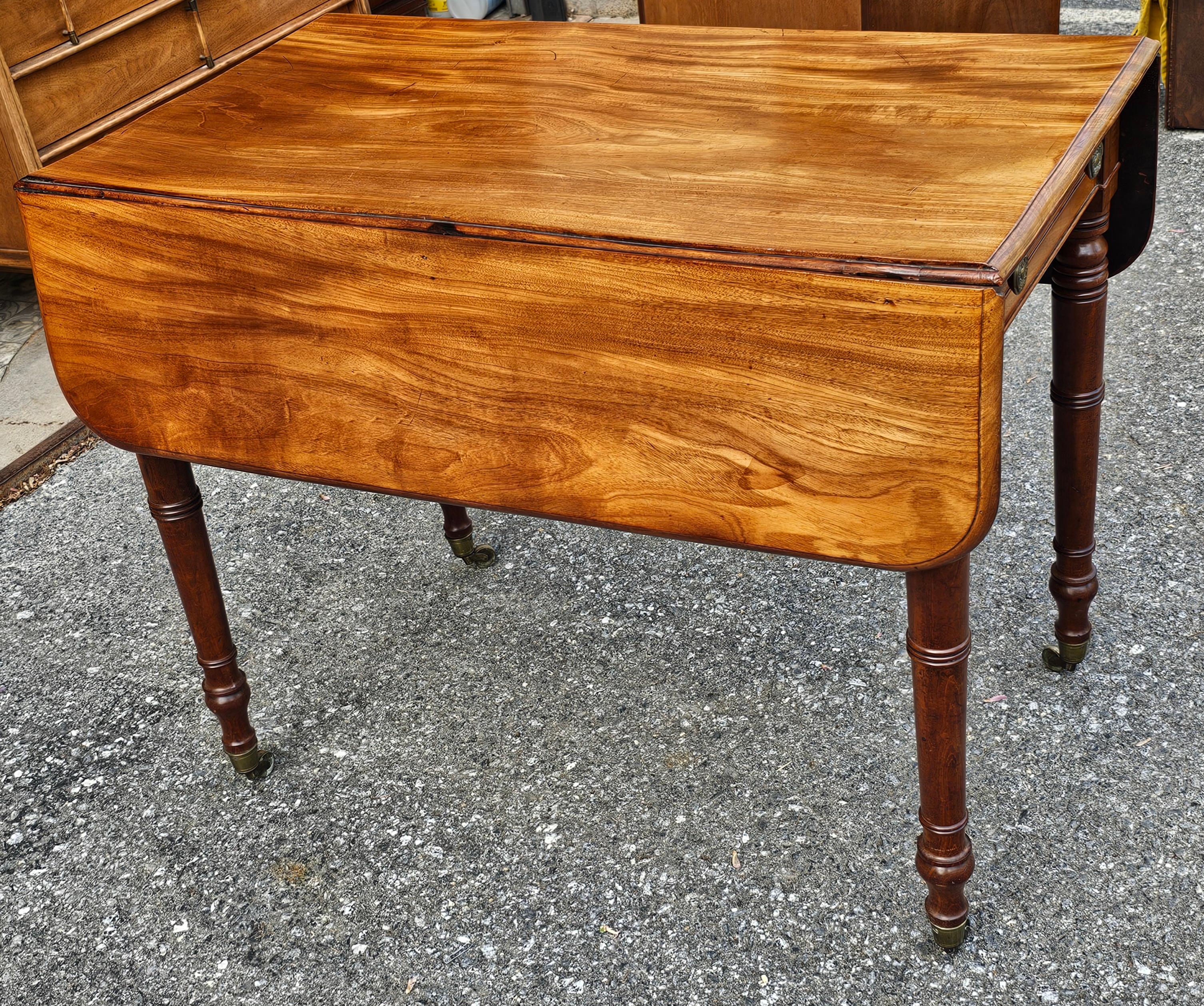 19th Century Late Federal Fruitwood Single Drawer Dropleaf Pembroke Table, Circa 1800s For Sale
