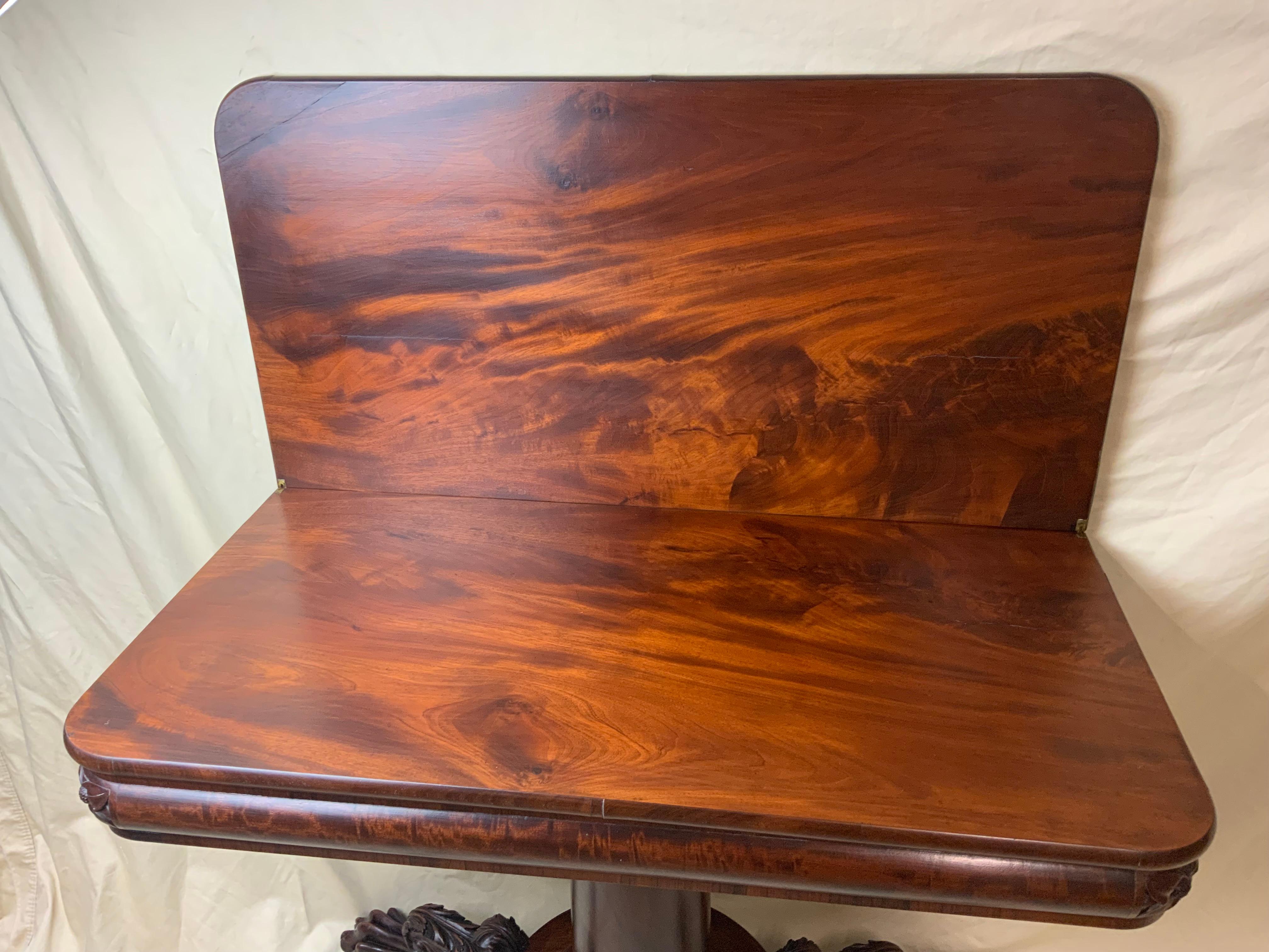 American Late Federal Mahogany Paw Foot Card Table