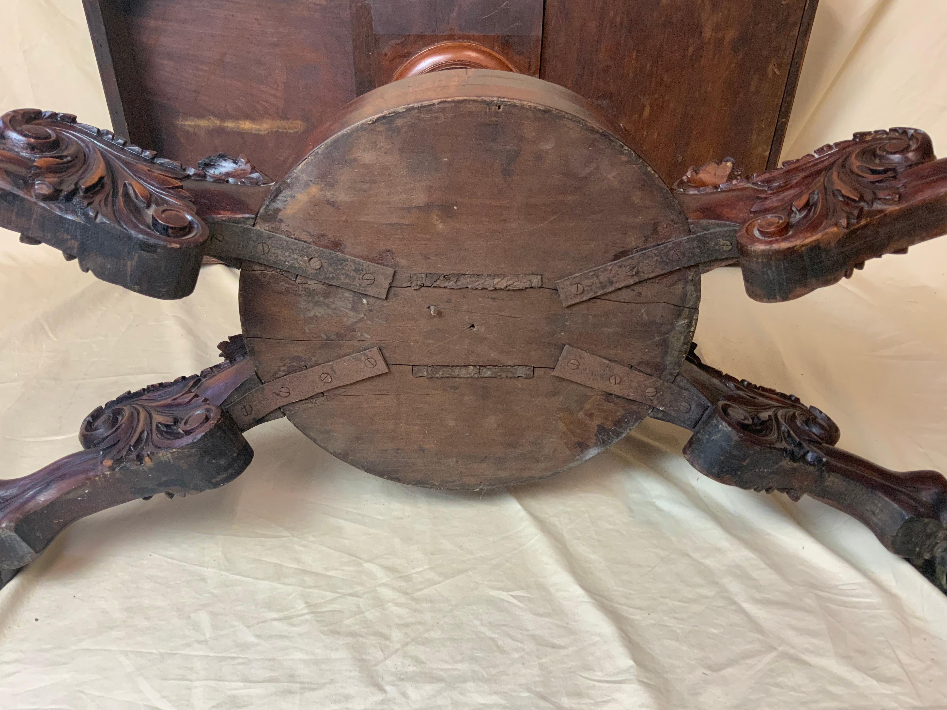 Late Federal Mahogany Paw Foot Card Table 4