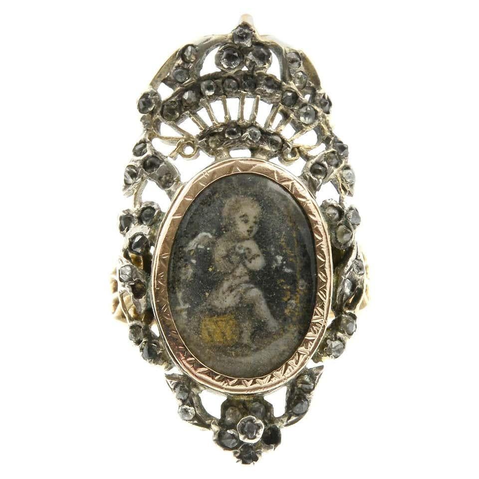 Late George Gem-Set Mourning Ring In Good Condition In Firenze, IT