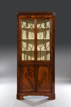 Late George III 19th Century Period Mahogany Standing Corner Cabinet