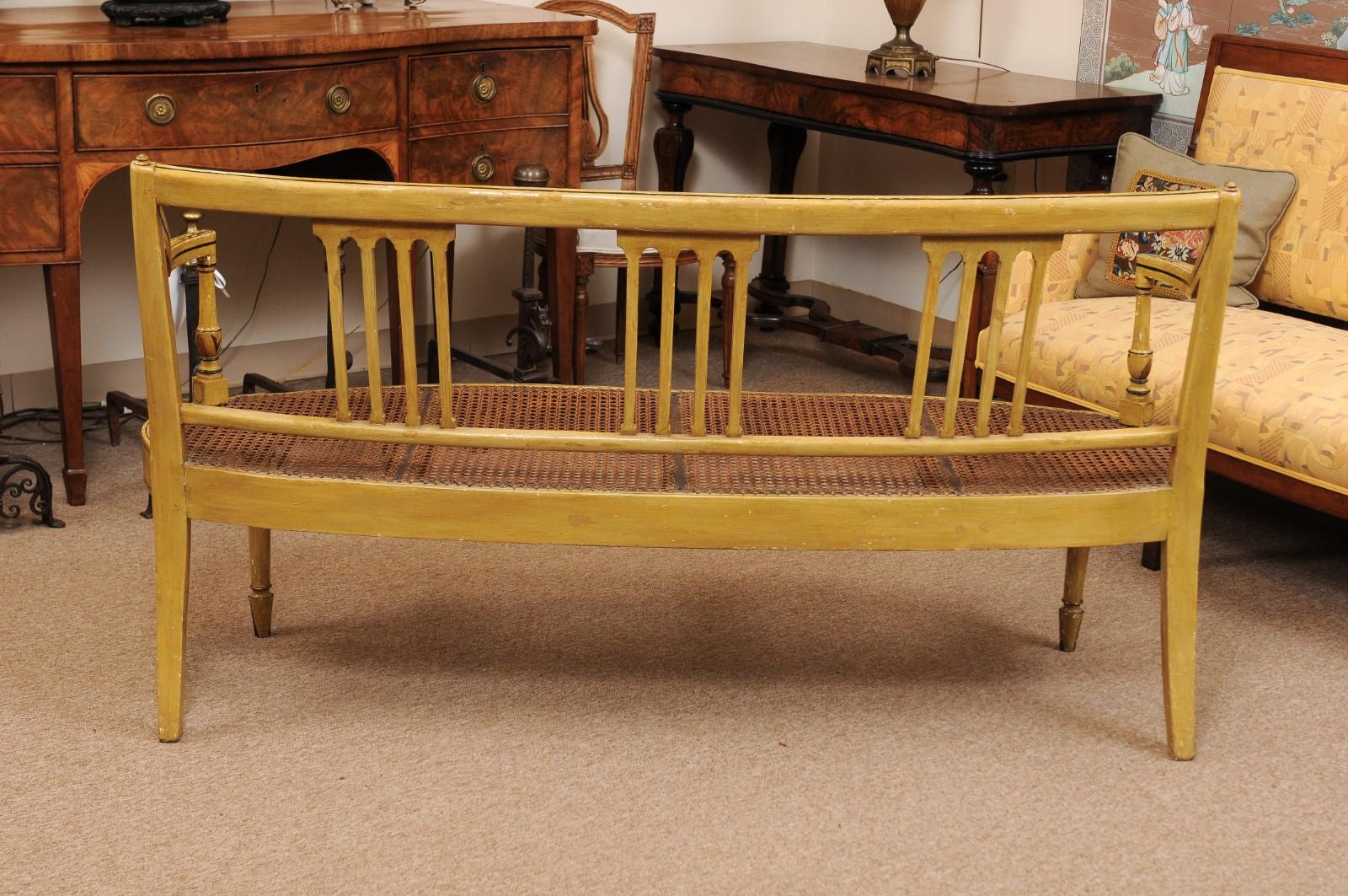 Late George III English Ochre Painted and Caned  Settee, circa 1820 For Sale 6