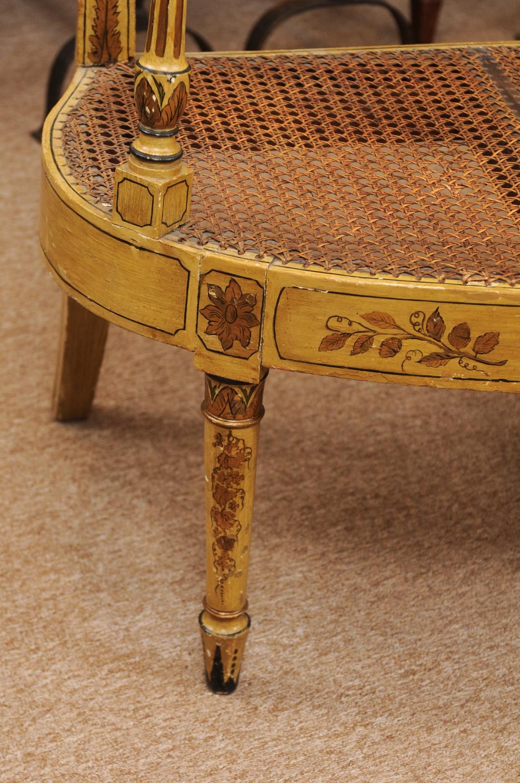 Late George III English Ochre Painted and Caned  Settee, circa 1820 For Sale 2