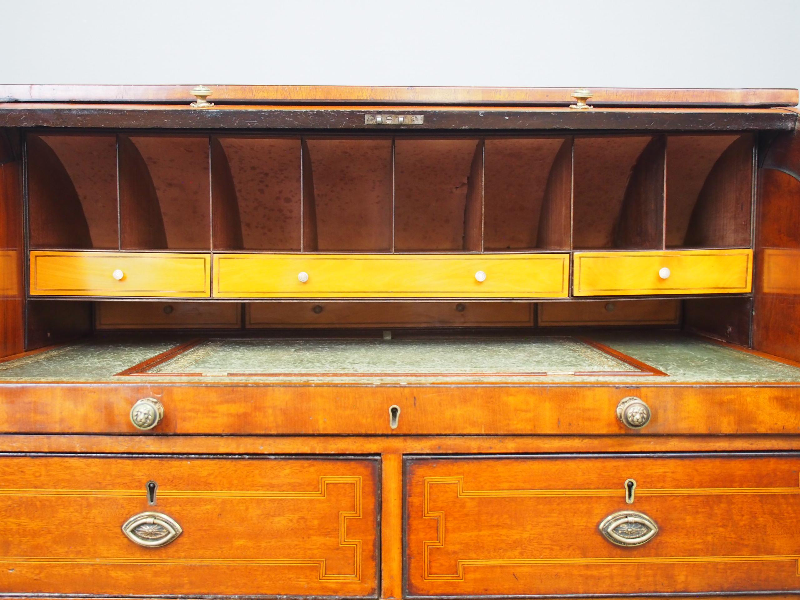 Late George III Mahogany and Inlaid Cylinder Desk by T. Willson, London For Sale 1