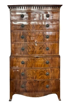 Late George III Mahogany Bowfront Chest on Chest