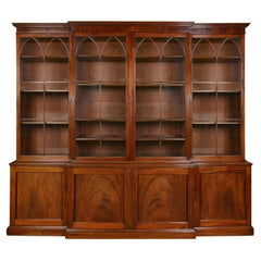 Antique Late George III Mahogany Breakfront Bookcase