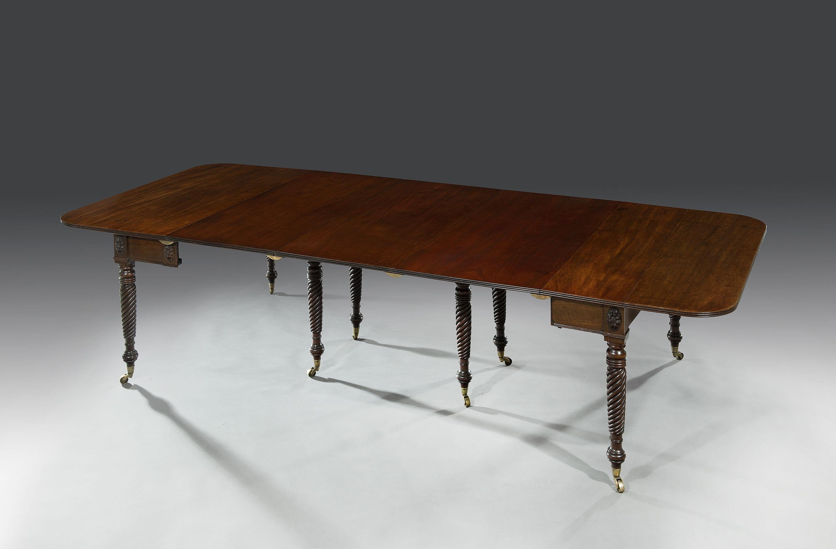 Regency Late George III Period Concertina Mahogany Extending Dining Table For Sale