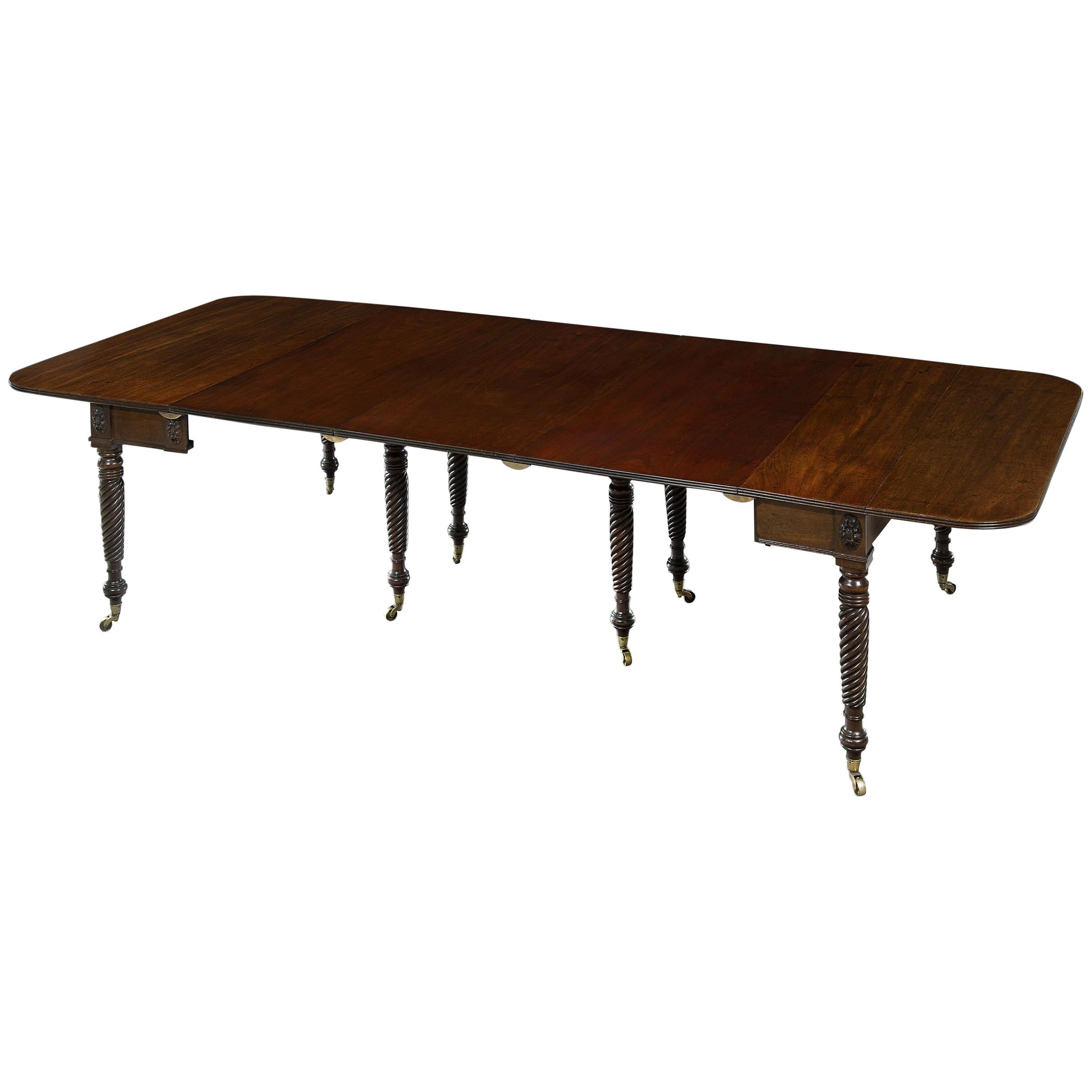 Late George III Period Concertina Mahogany Extending Dining Table For Sale