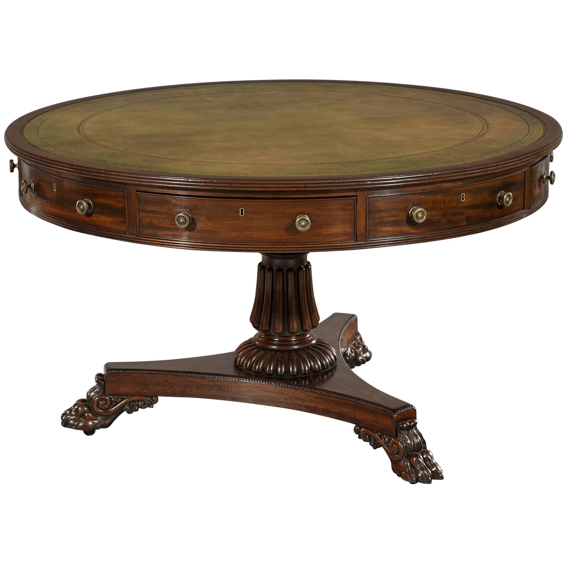 Late George III Regency Period Revolving Mahogany Drum Table by Gillows For Sale