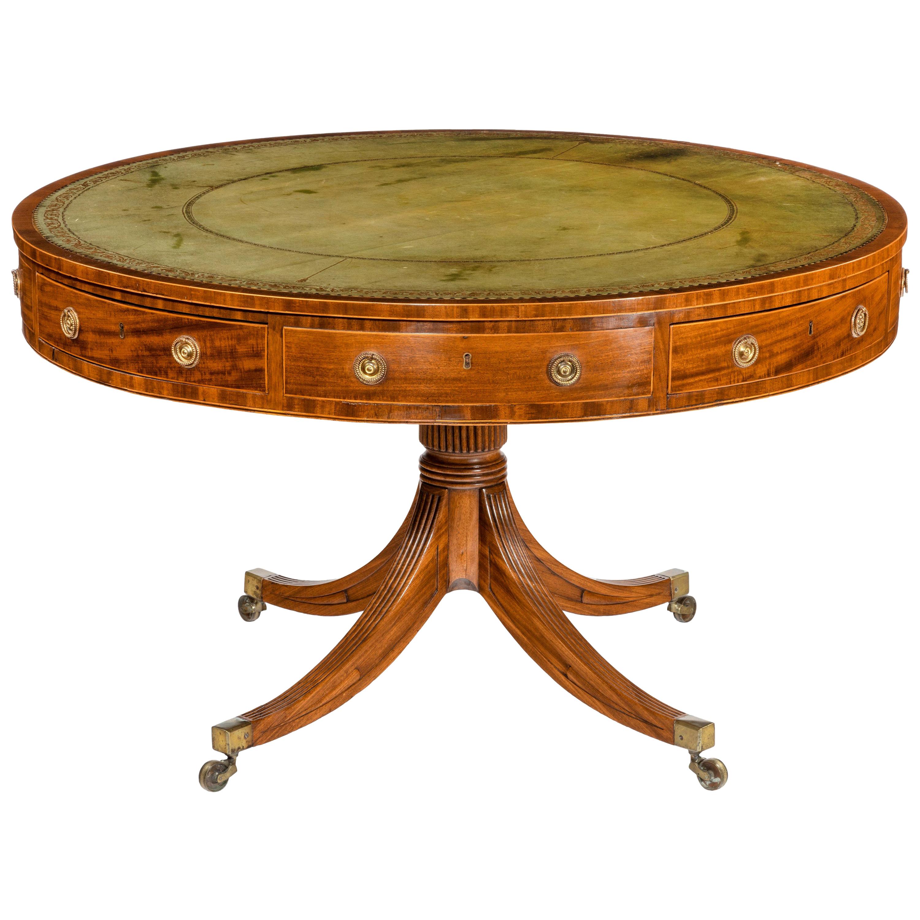 Late George III Revolving Mahogany Drum Table Attributed to Gillows