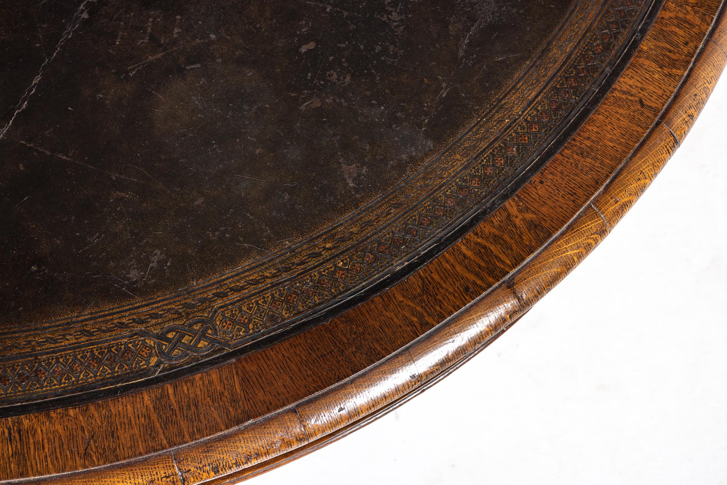Late George IV/Early William IV Oak Drum Table (by Gillows) For Sale 1
