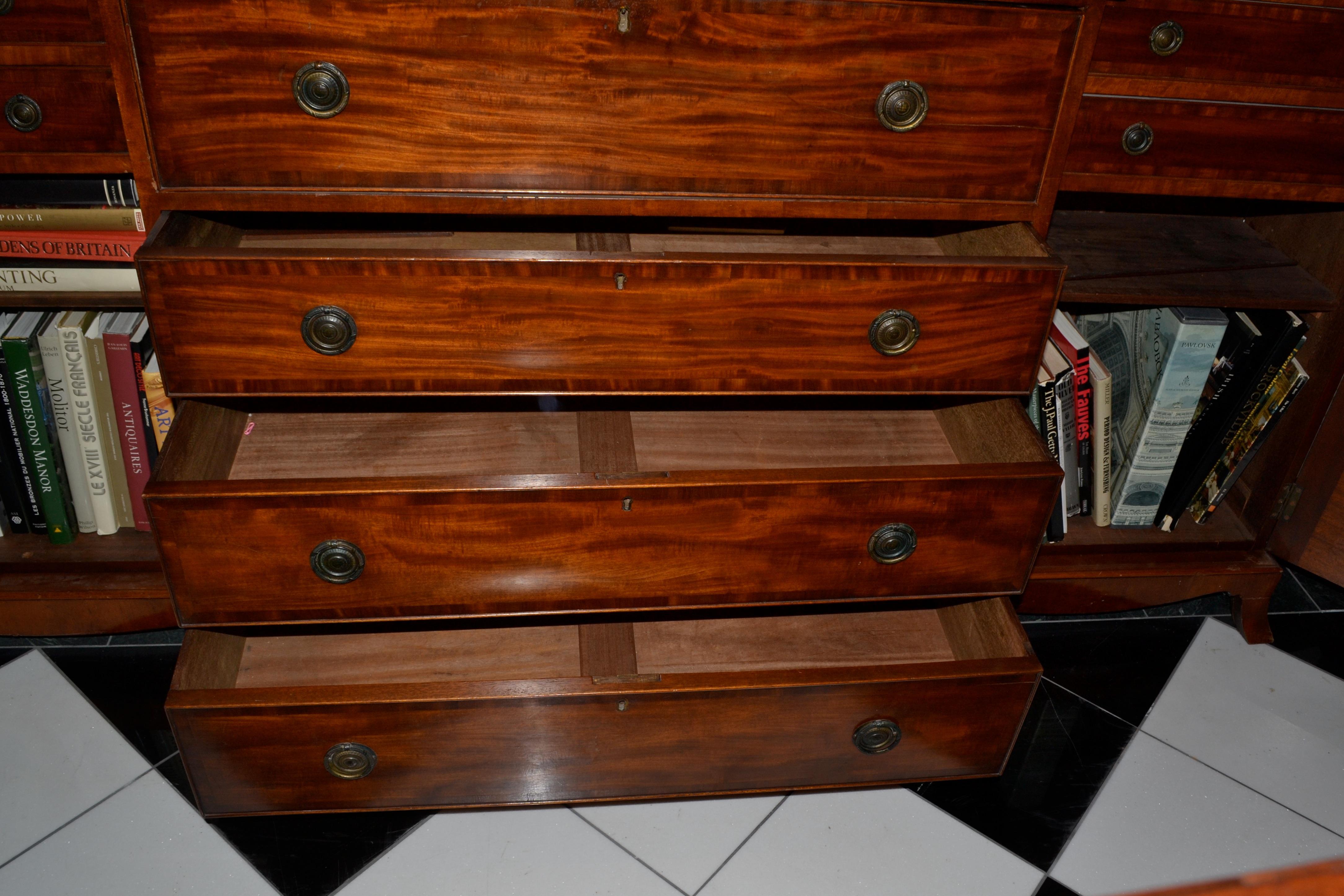 Late George iv English Mahogany Breakfront Bookcase/ Desk/ Chest of Drawers 4